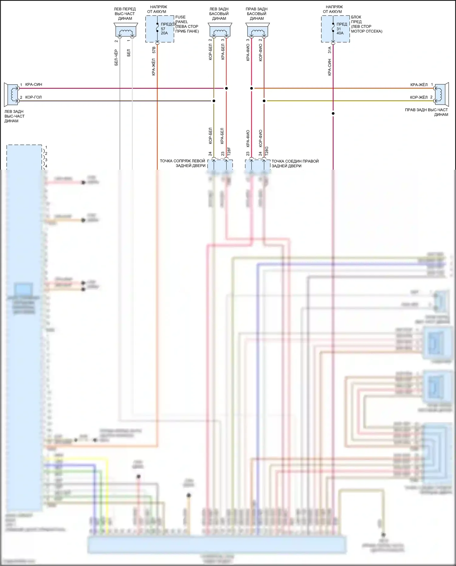Passat Volkswagen B8 рестайлинг (2019-2024): Электросхема магнитолы, с усилителем (1 из 2) 