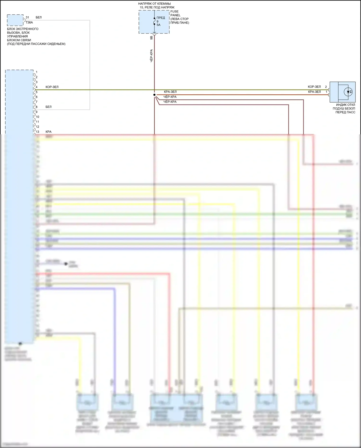 Passat Volkswagen B8 рестайлинг (2019-2024): Электросхема подушек безопасности (1 из 3) 