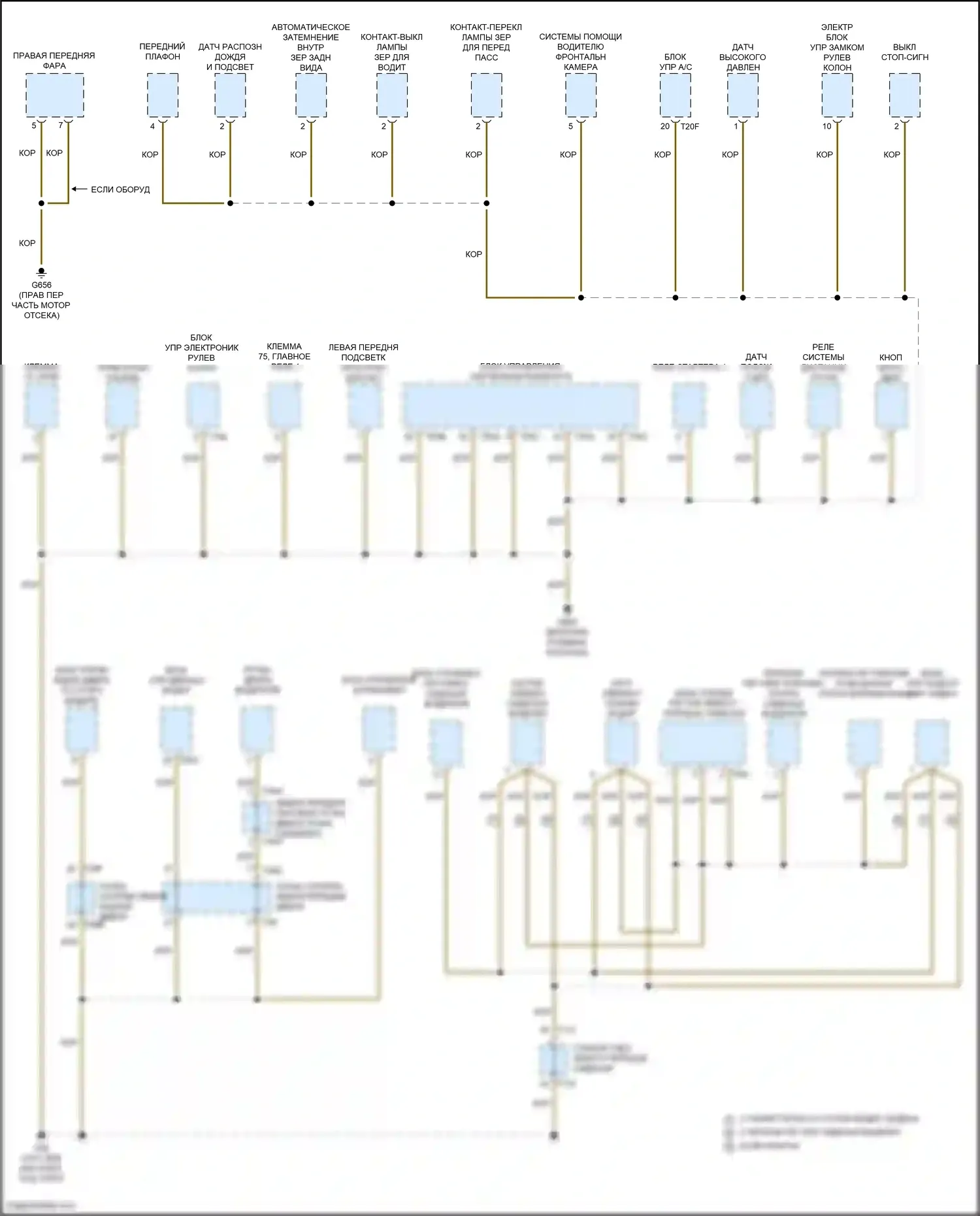 Passat Volkswagen B8 рестайлинг (2019-2024): Электросхема точек подключения масс (2 из 4) 