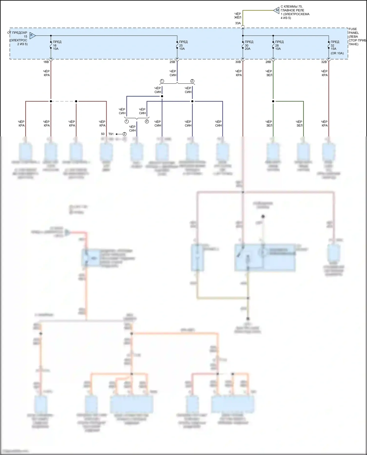Passat Volkswagen B8 (2014-2020): Электросхема блока предохранителей реле (3 из 5) 