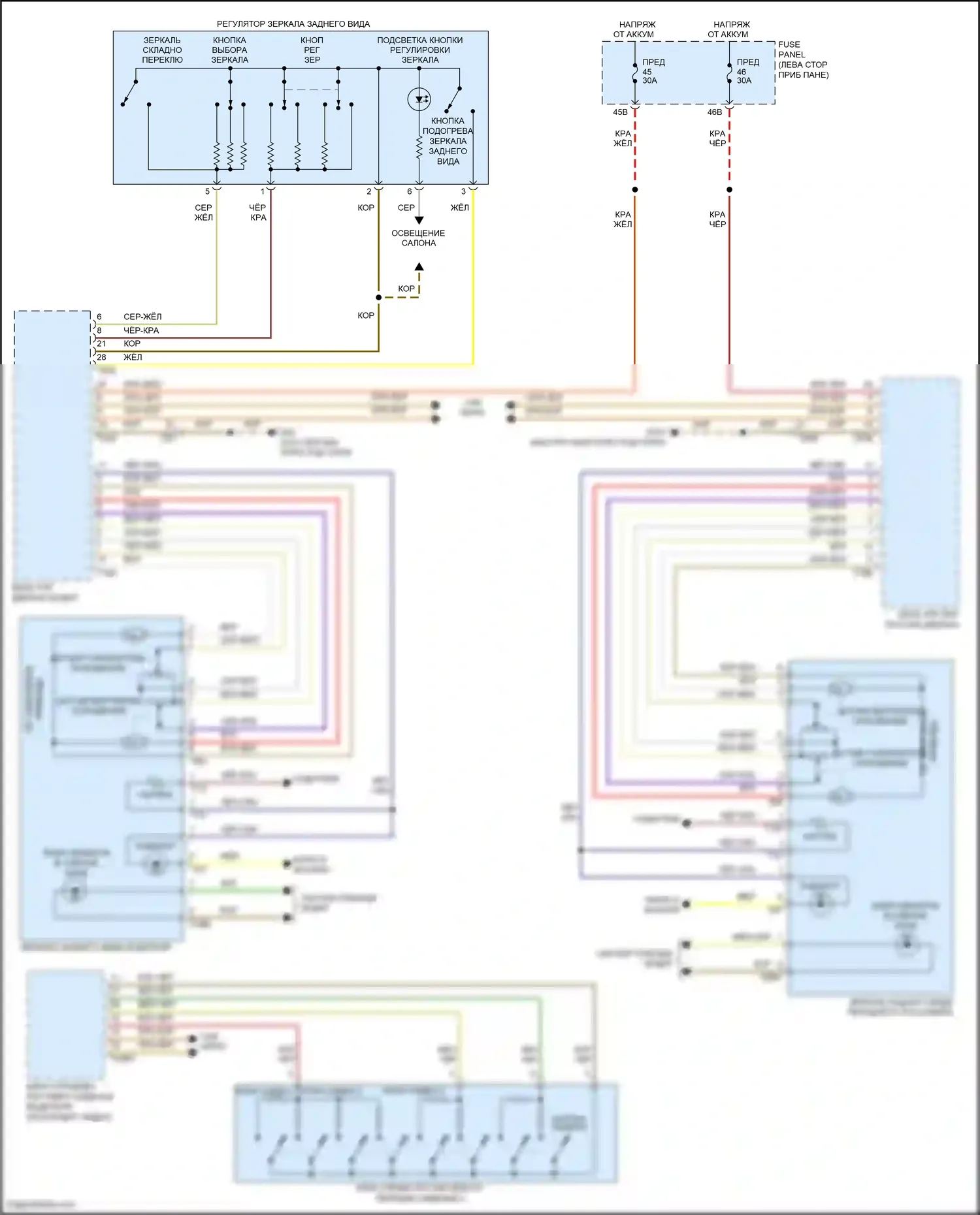 Passat Volkswagen B8 (2014-2020): Электросхема зеркал памяти 