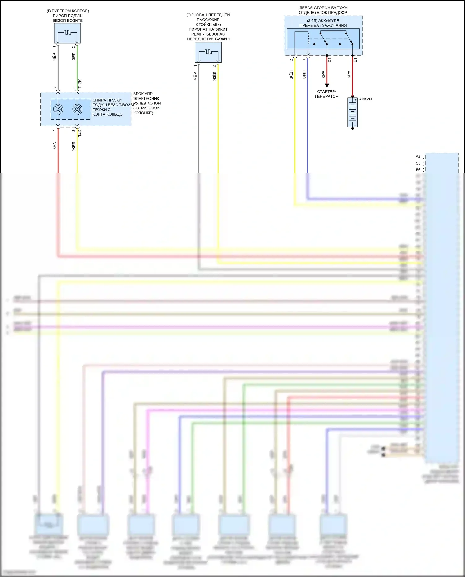 Passat Volkswagen B8 (2014-2020): Электросхема подушек безопасности (3 из 3) 