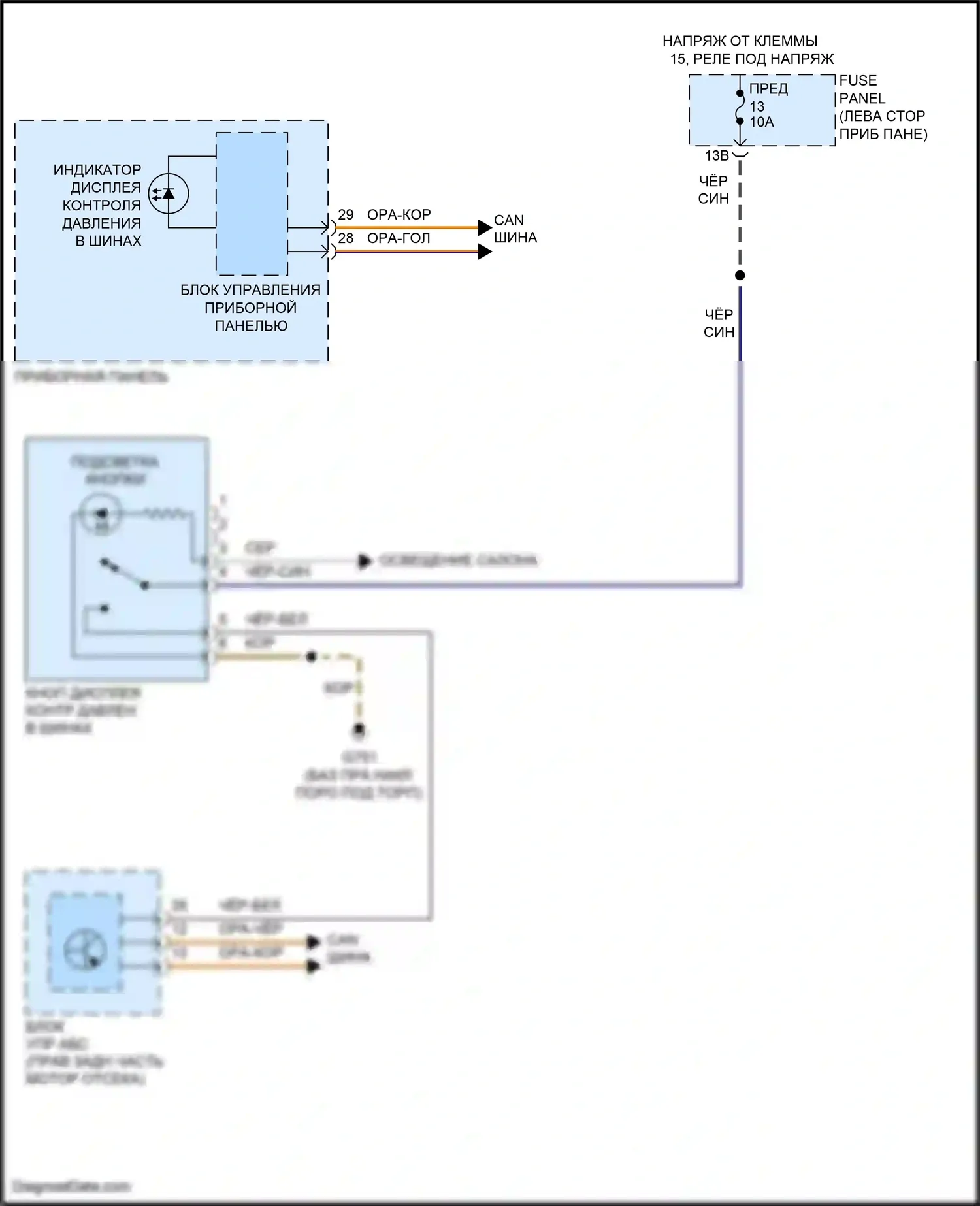 Passat Volkswagen B8 (2014-2020): Электросхема контроля давления в шинах 