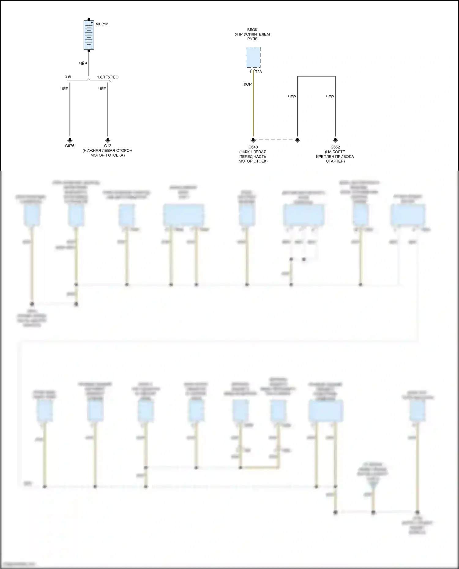 Passat Volkswagen B8 (2014-2020): Электросхема точек подключения масс (2 из 5) 
