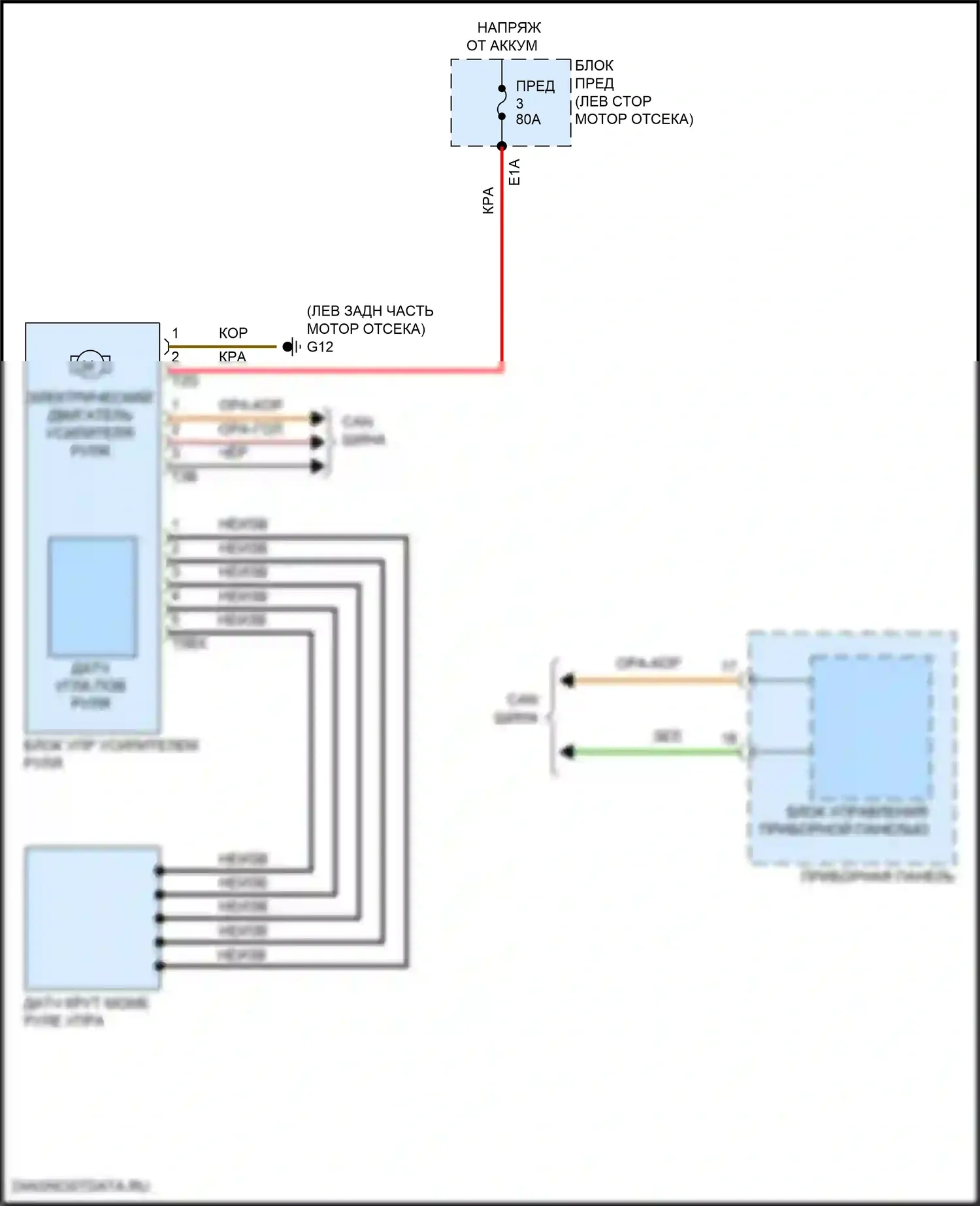 Taos Volkswagen I (2020-2024): Электросхема электроусилителя руля 
