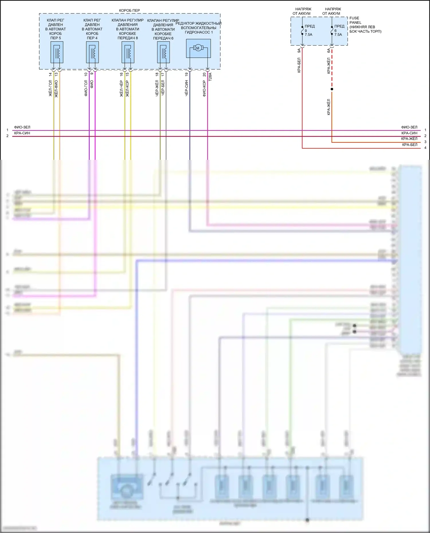 Taos Volkswagen I (2020-2024): Электросхема автоматической коробки передач, 8 скоростей (2 из 3) 