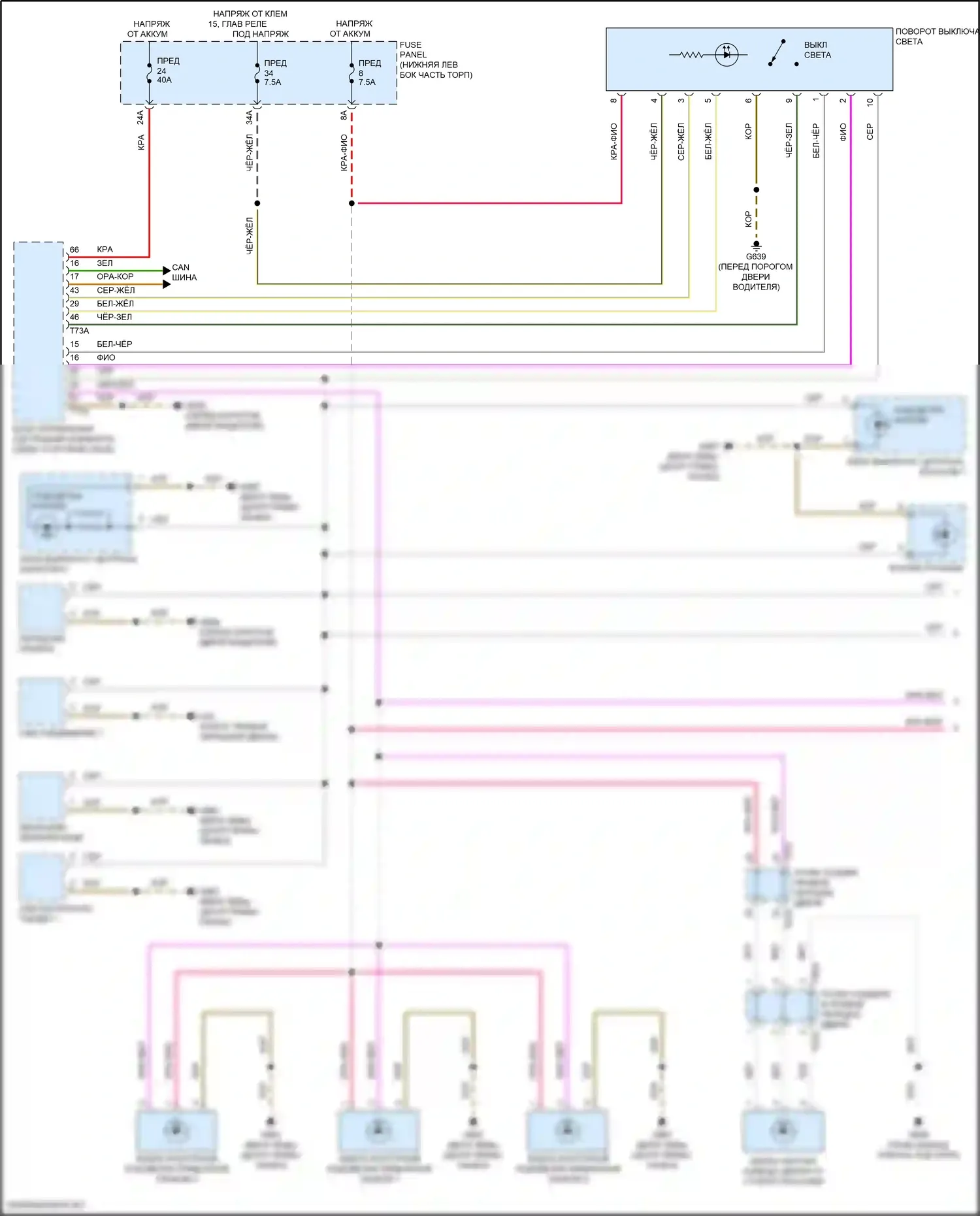 Taos Volkswagen I (2020-2024): Электросхема подсветки приборной панели (1 из 2) 