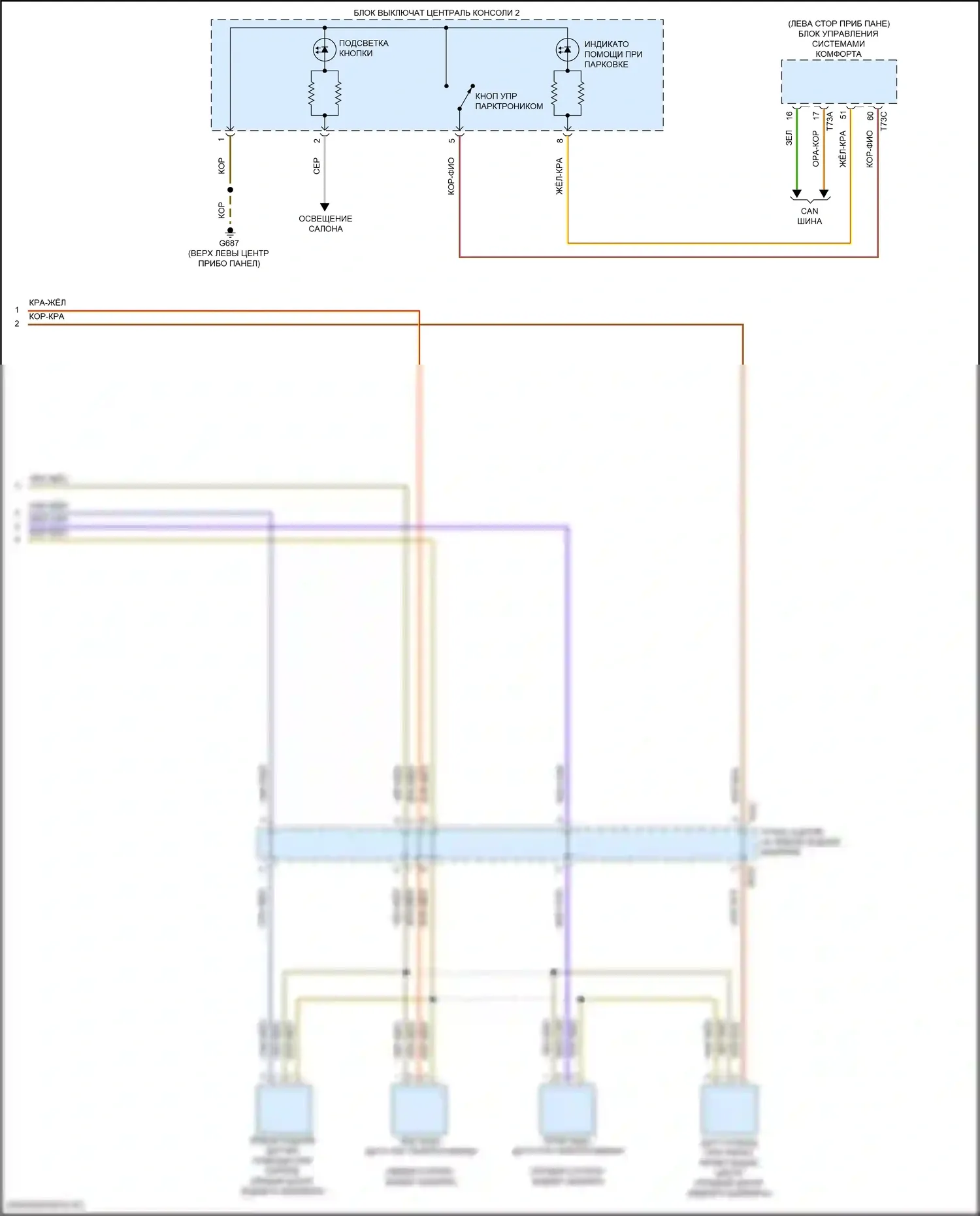 Taos Volkswagen I (2020-2024): Электросхема парктроника (2 из 2) 