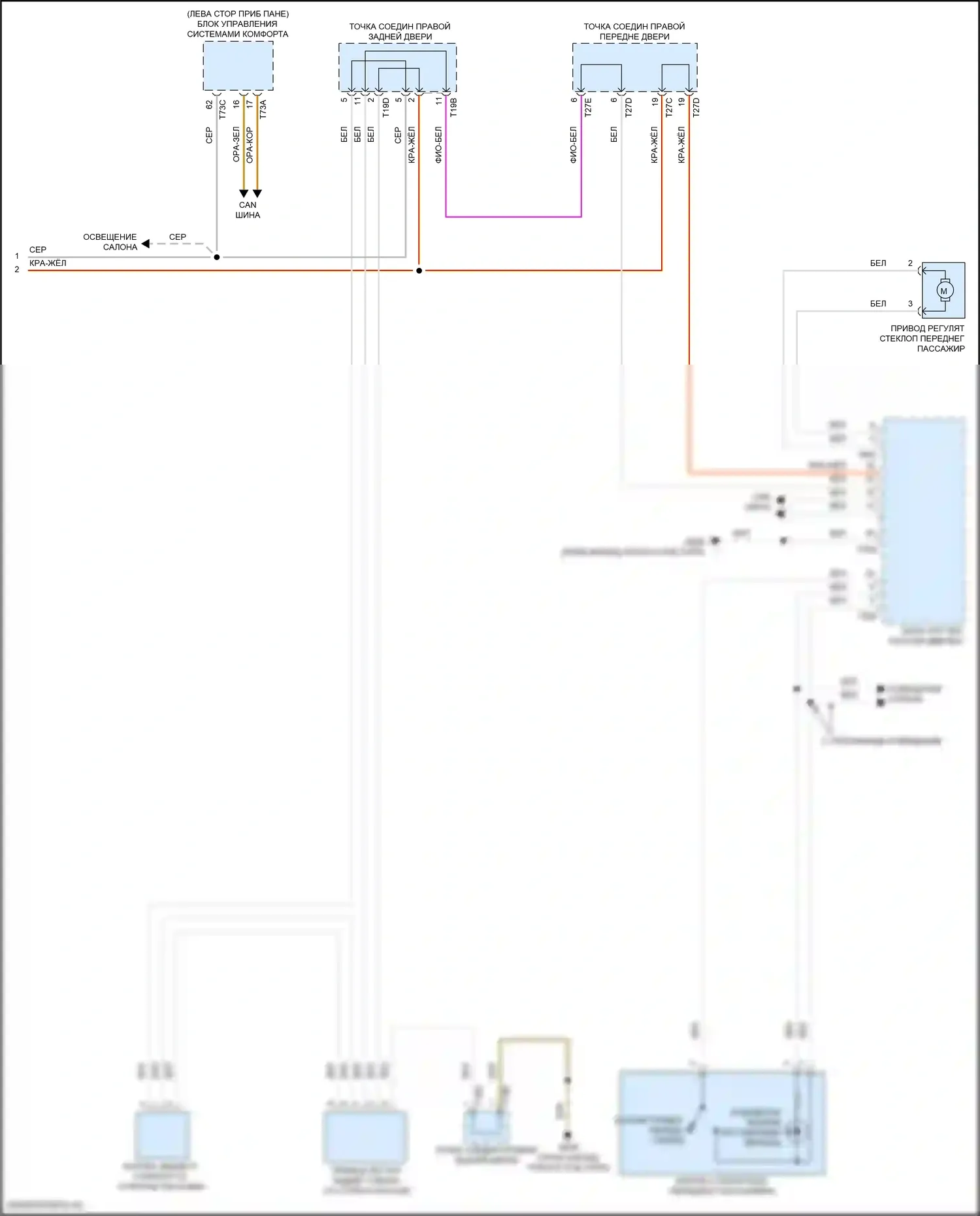 Taos Volkswagen I (2020-2024): Электросхема стеклоподъемников (2 из 2) 