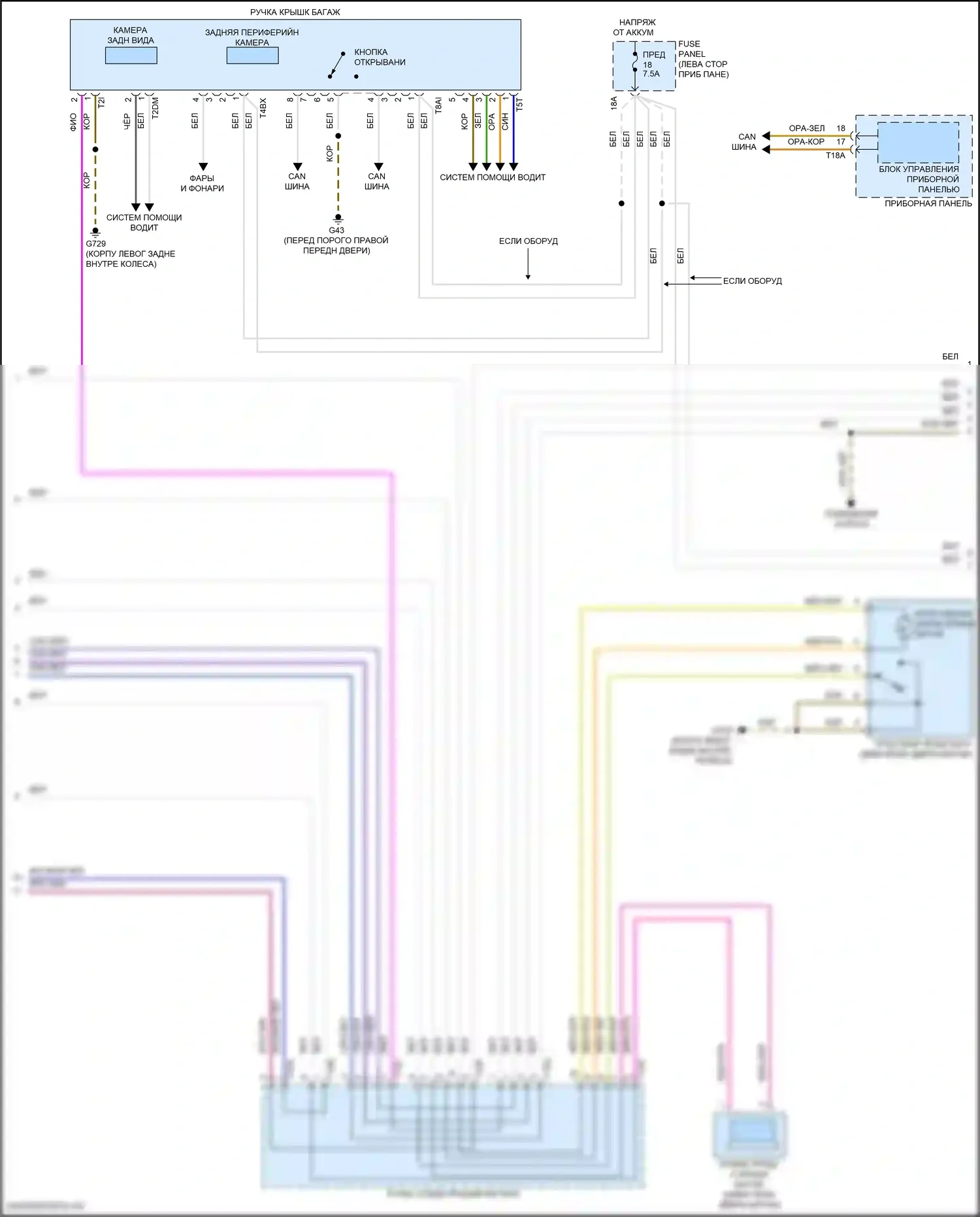 Teramont X Volkswagen I рестайлинг (2021-2024): Электросхема открытия багажника и лючка топливного бака (2 из 3) 
