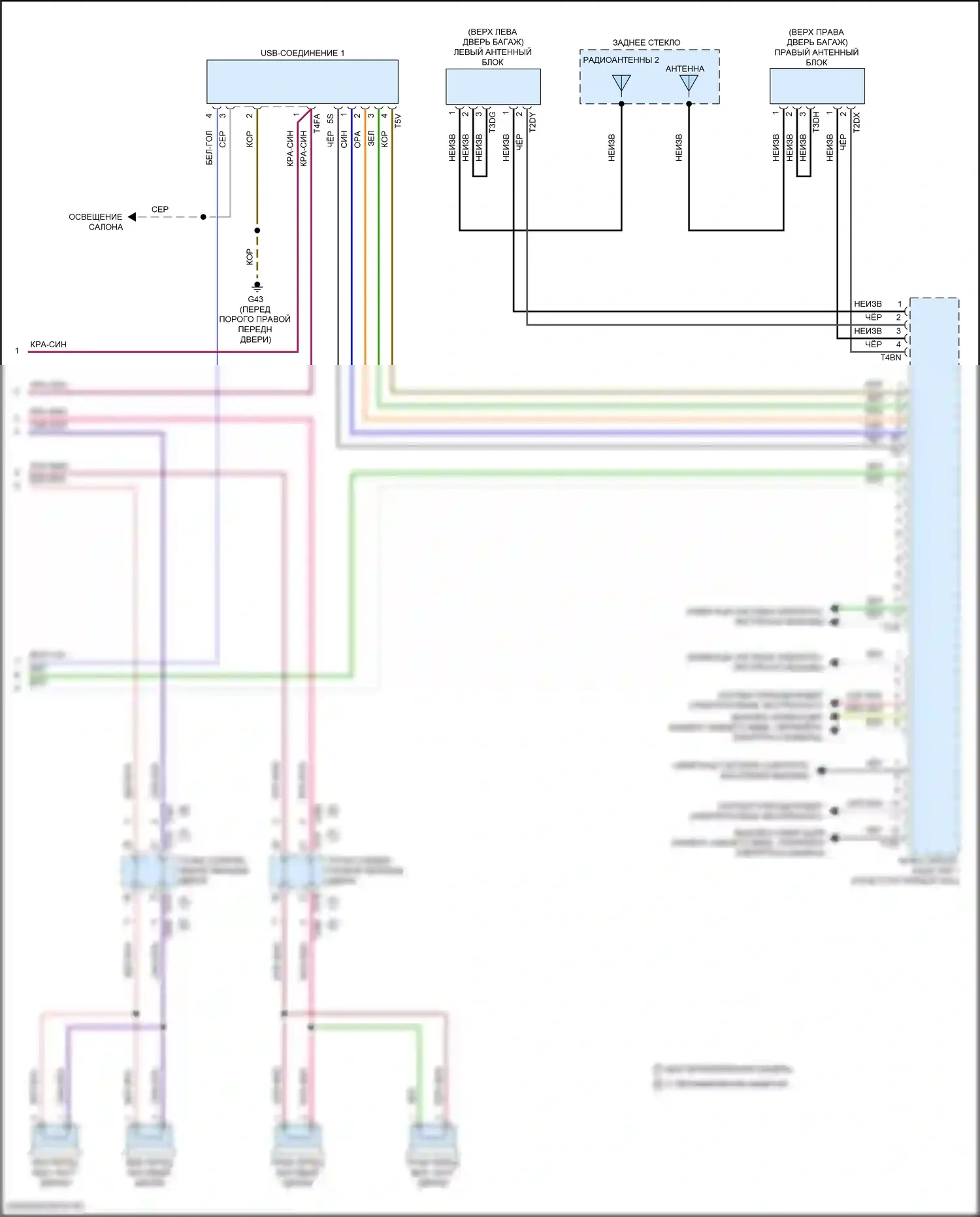 Teramont Volkswagen I рестайлинг (2021-2024): Электросхема магнитолы, без усилителя (2 из 2) 