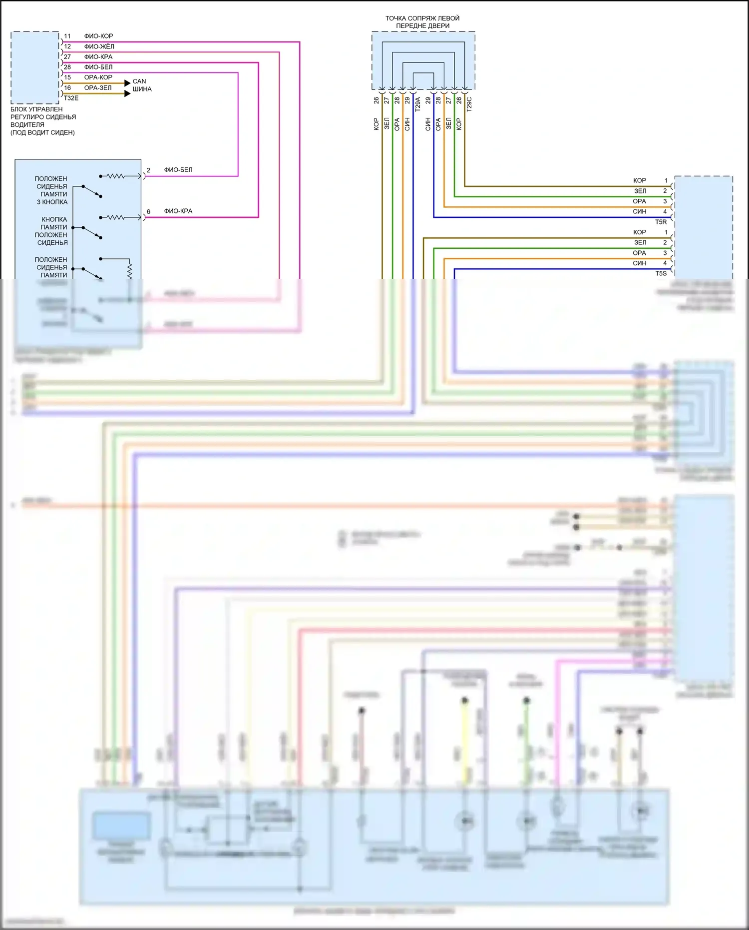 Teramont Volkswagen I рестайлинг (2021-2024): Электросхема памяти зеркал (2 из 2) 