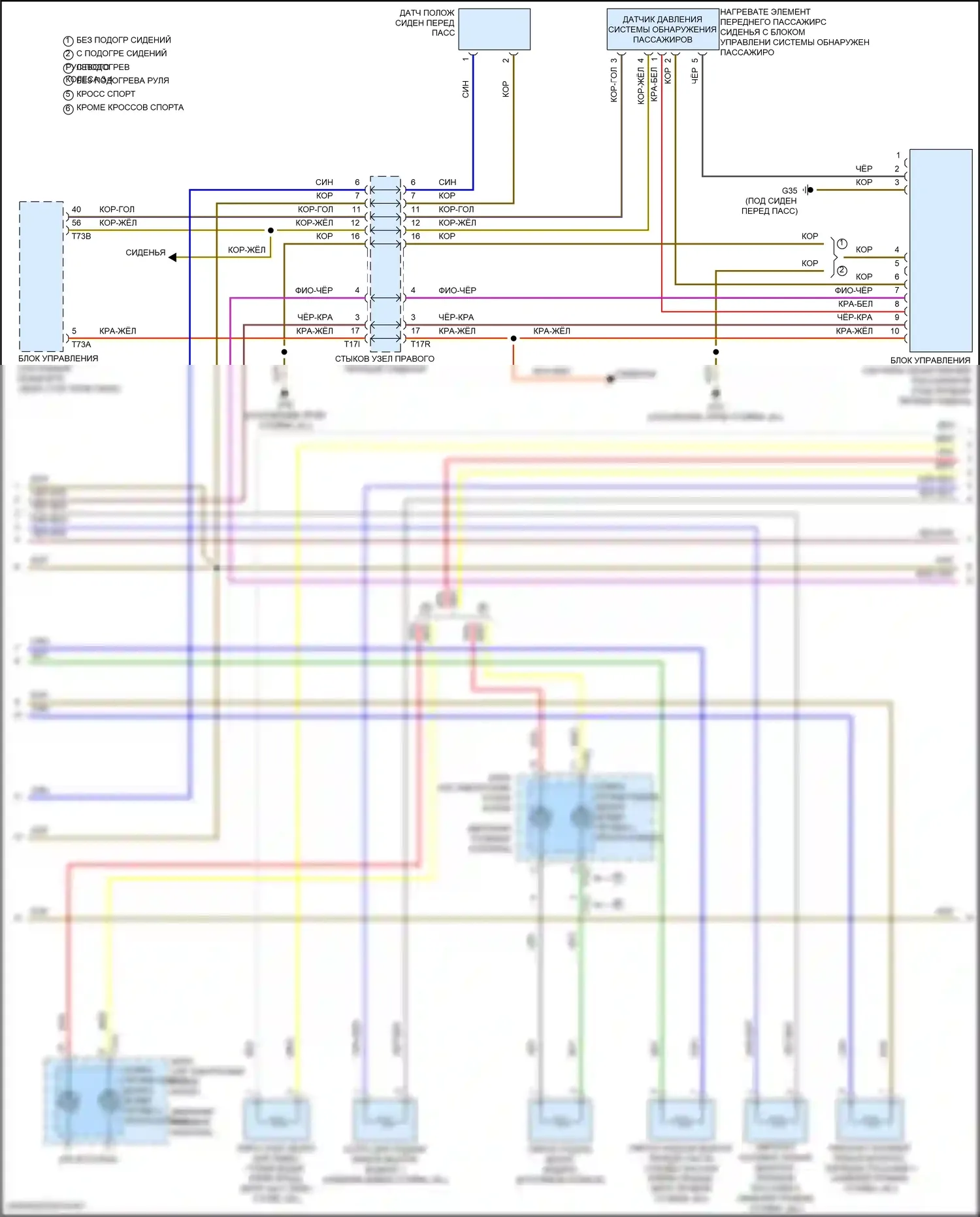 Teramont Volkswagen I рестайлинг (2021-2024): Электросхема подушек безопасности (2 из 3) 
