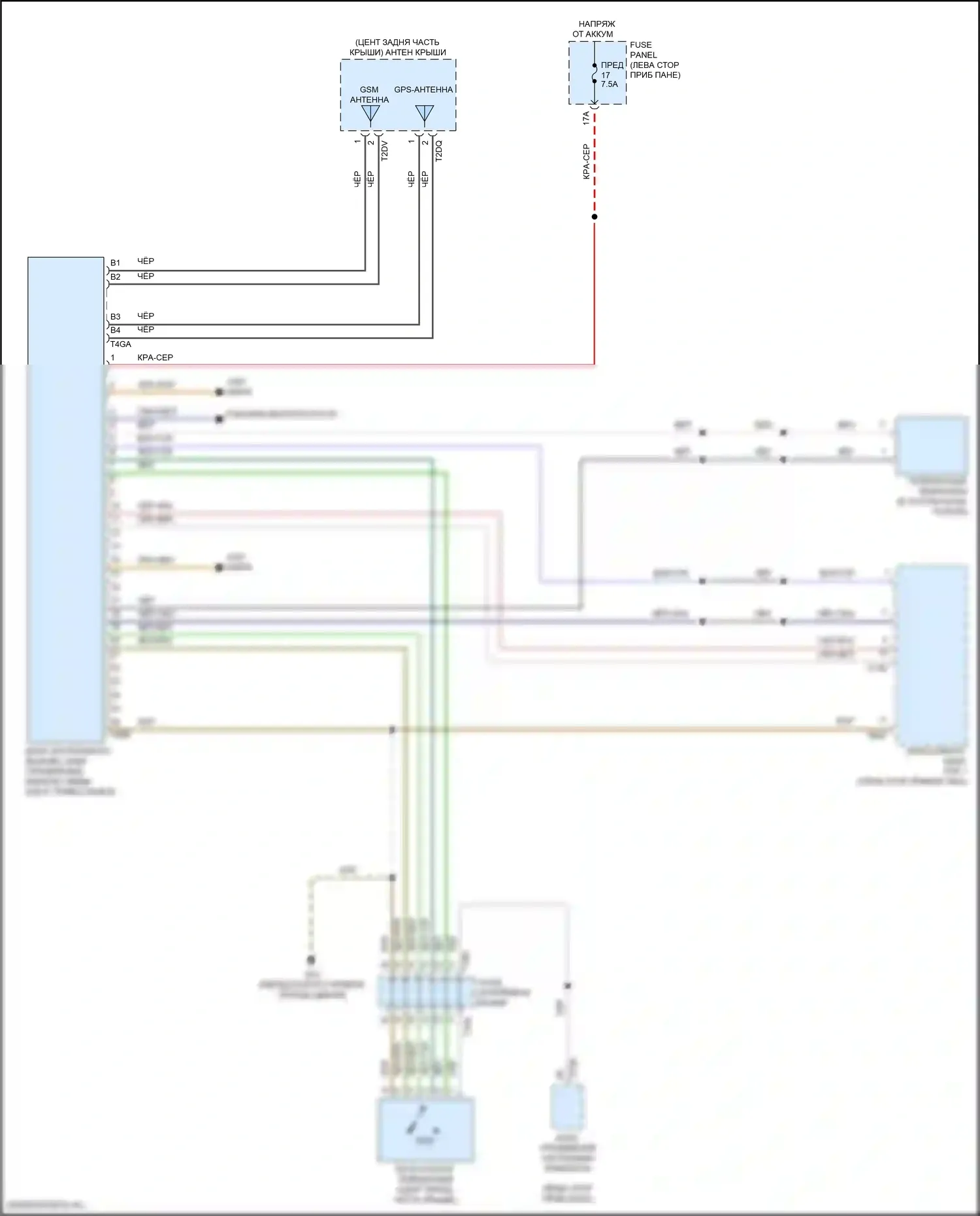 Teramont Volkswagen I рестайлинг (2021-2024): Электросхема экстренного вызова, со стандартной магнитолой 