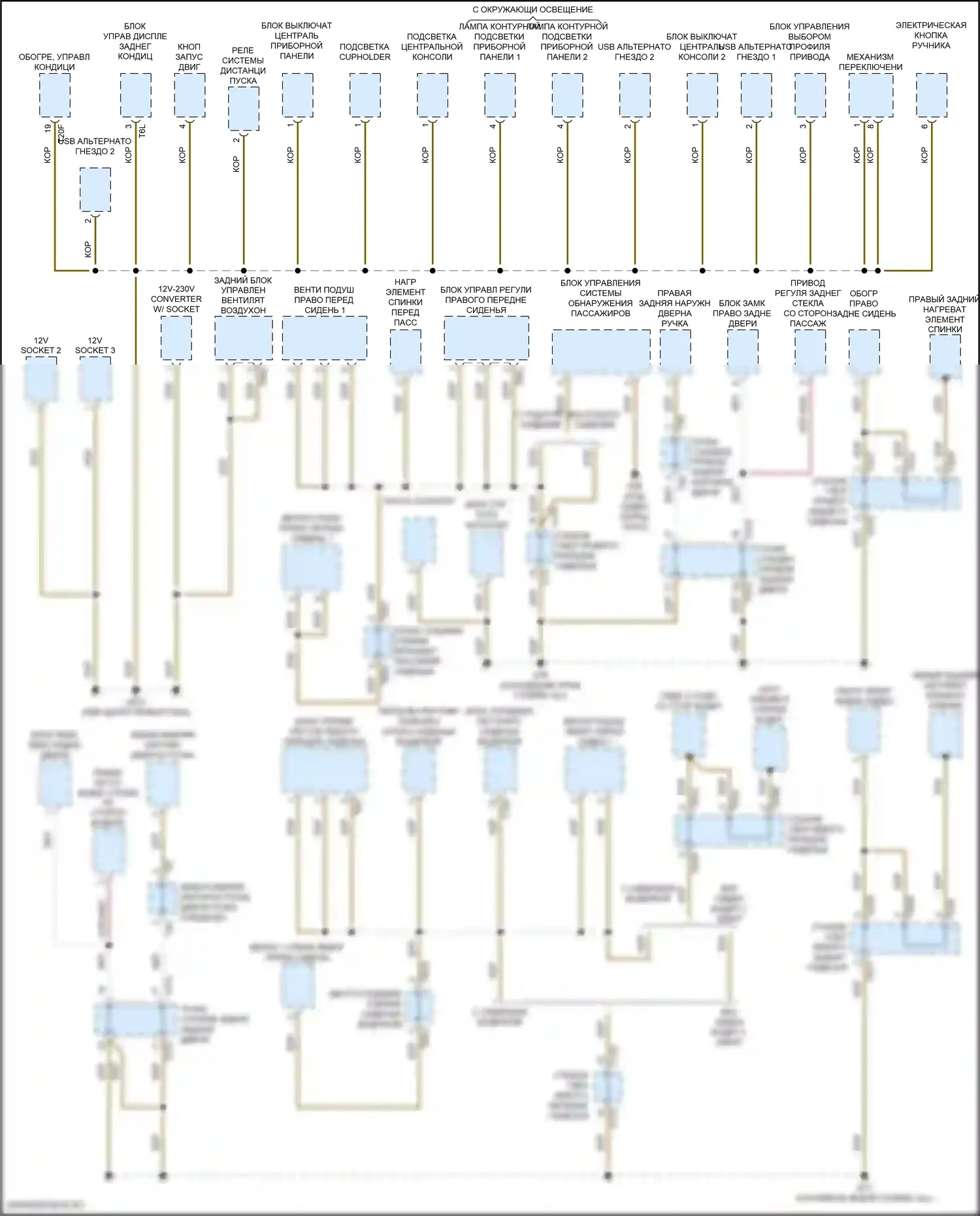 Teramont Volkswagen I рестайлинг (2021-2024): Электросхема точек подключения масс (4 из 5) 