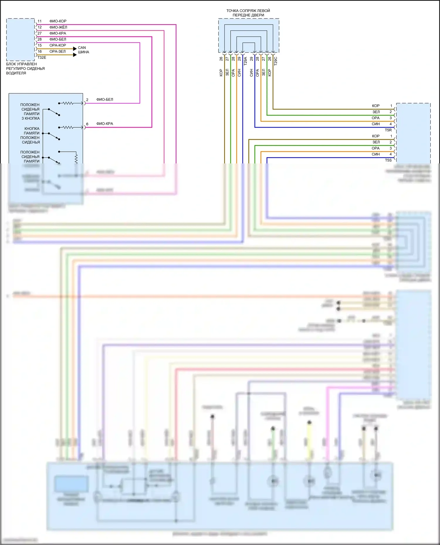 Teramont Volkswagen I (2017-2021): Электросхема памяти зеркал (2 из 2) 