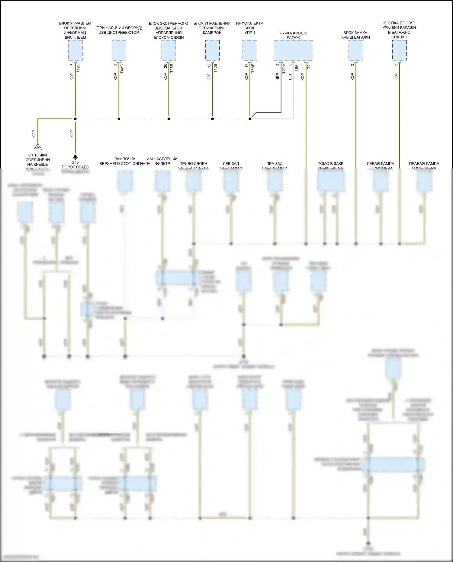 Teramont Volkswagen I (2017-2021): Электросхема точек подключения масс (5 из 5) 