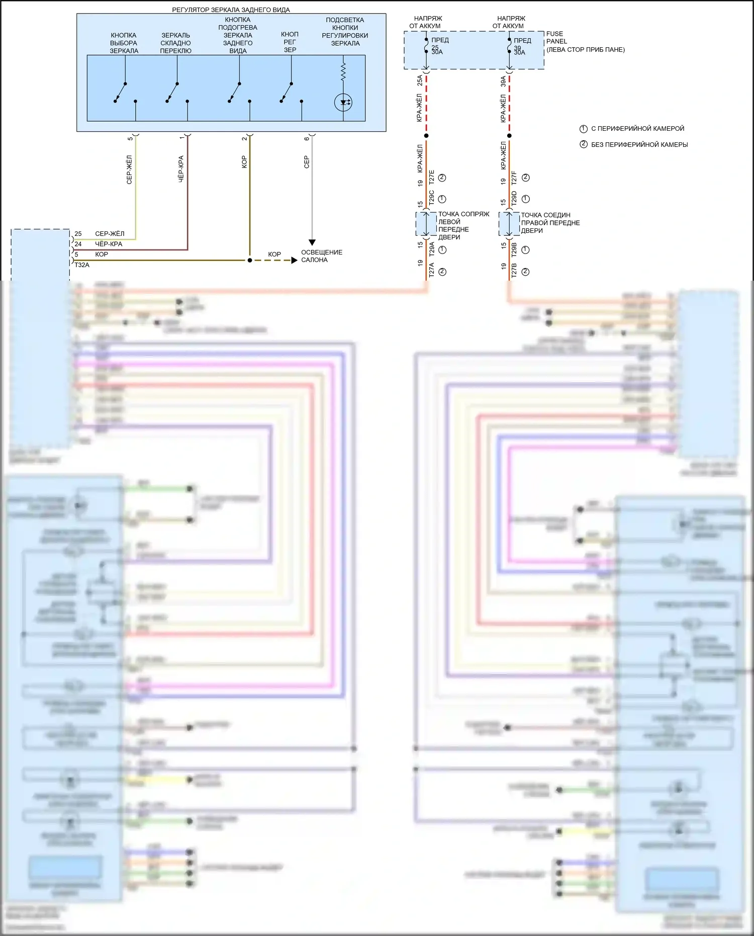 Teramont Volkswagen I (2017-2021): Электросхема управления зеркалами заднего вида 