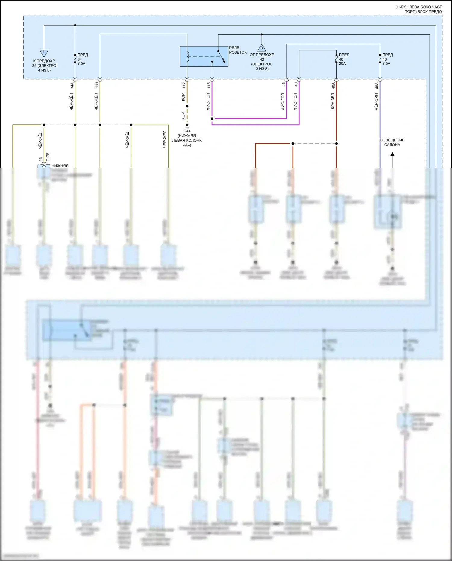 Tiguan L Volkswagen II рестайлинг (2020-2024): Электросхема блока предохранителей реле (5 из 8) 