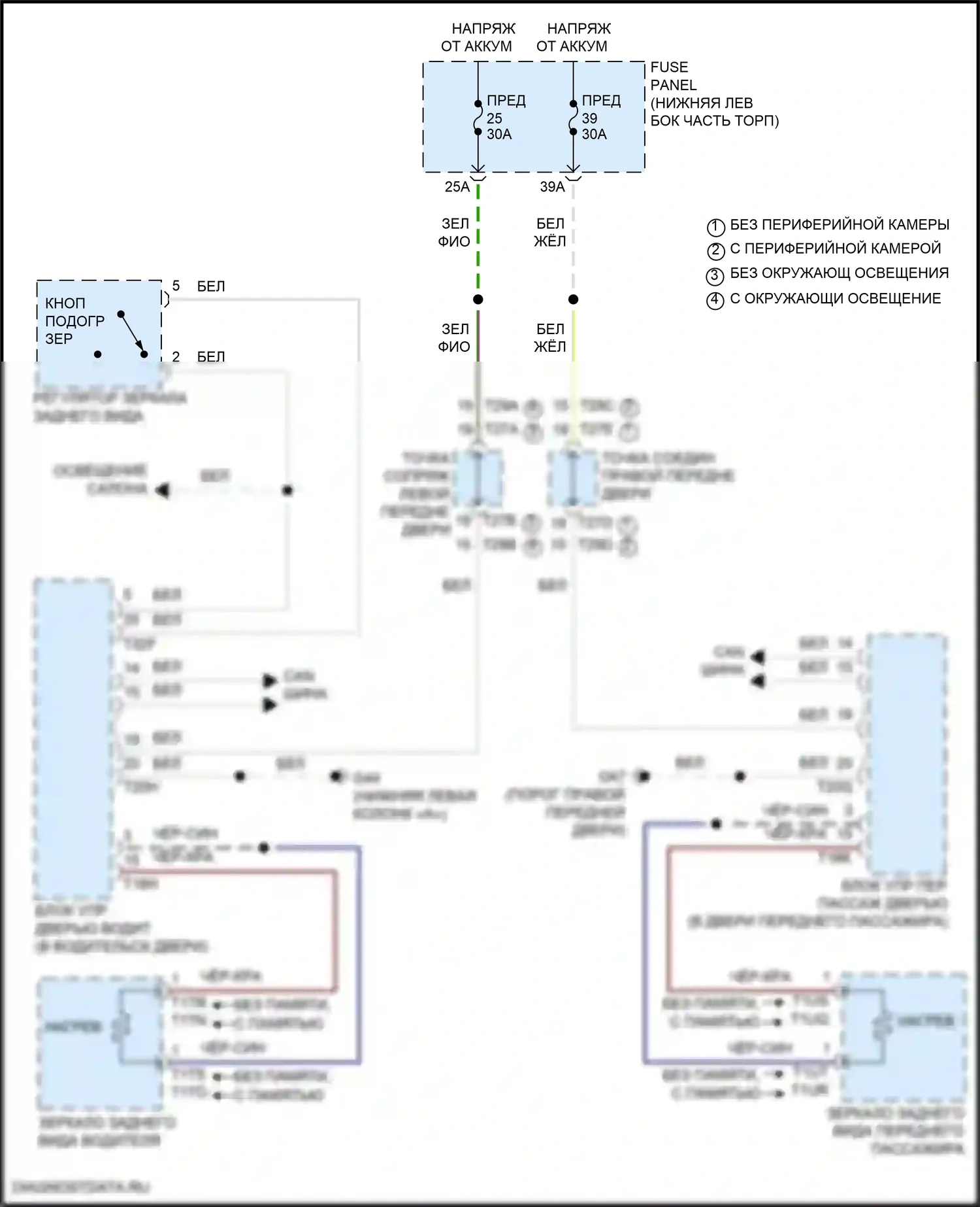 Tiguan L Volkswagen II рестайлинг (2020-2024): Электросхема обогреваемых зеркал 