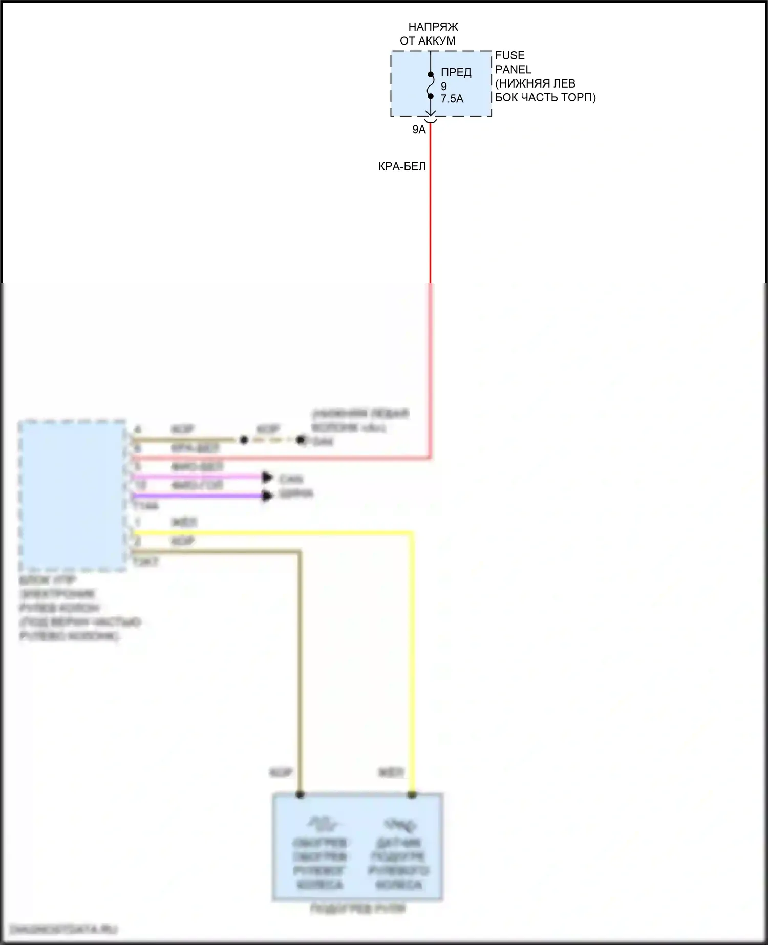 Tiguan L Volkswagen II рестайлинг (2020-2024): Электросхема рулевого колеса с подогревом 