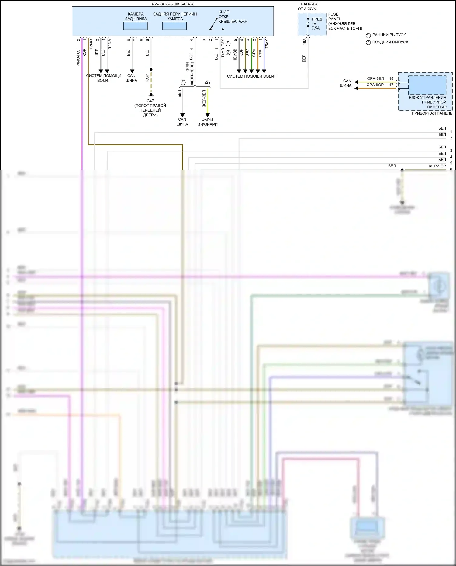 Tiguan R Volkswagen II рестайлинг (2020-2024): Электросхема открытия багажника и лючка топливного бака (2 из 3) 