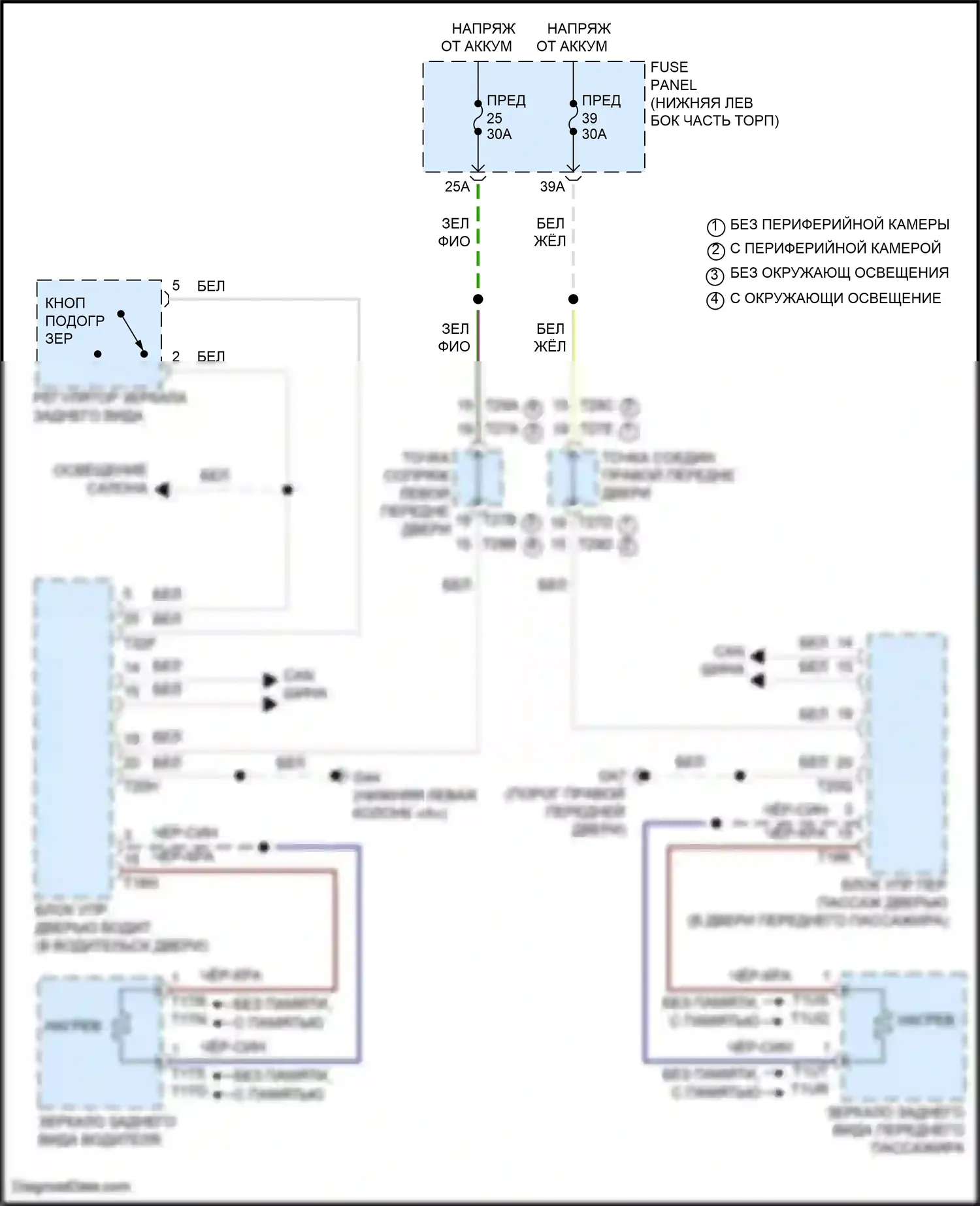 Tiguan X Volkswagen II рестайлинг (2020-2024): Электросхема обогреваемых зеркал 