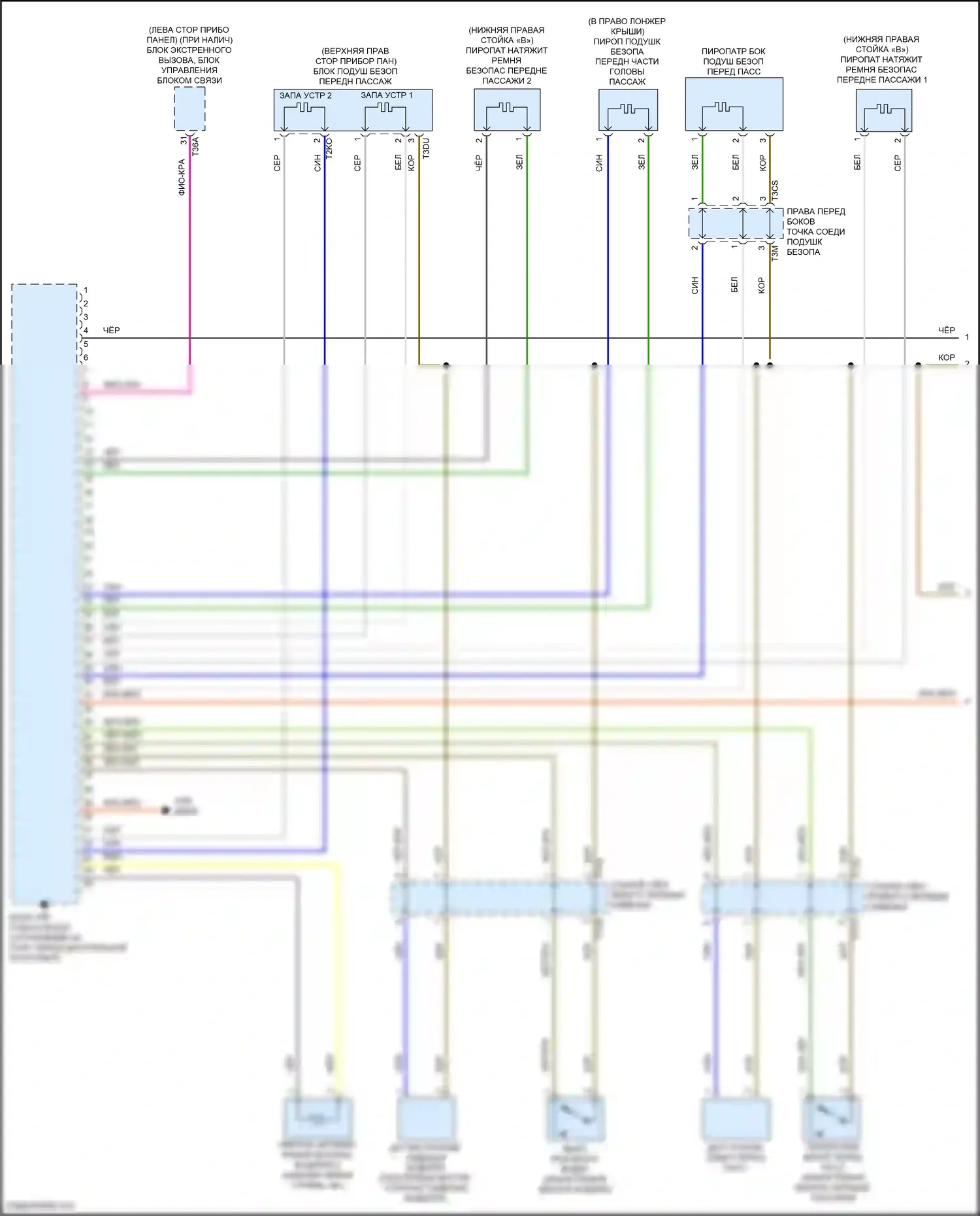 Tiguan X Volkswagen II рестайлинг (2020-2024): Электросхема подушек безопасности (1 из 3) 