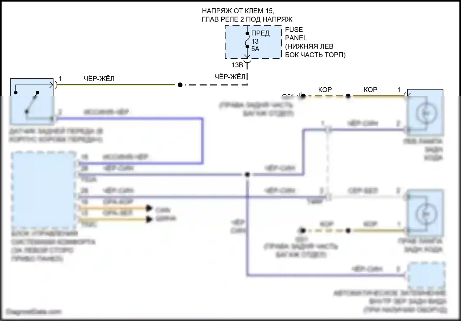 Tiguan Volkswagen I рестайлинг (2011-2019): Электросхема резервных ламп, мкп 
