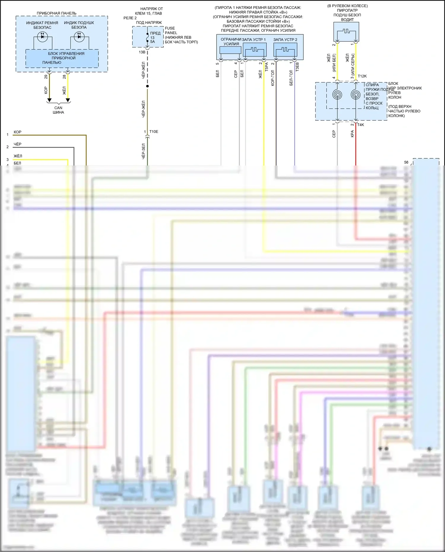 Tiguan Volkswagen I рестайлинг (2011-2019): Электросхема подушек безопасности (3 из 3) 