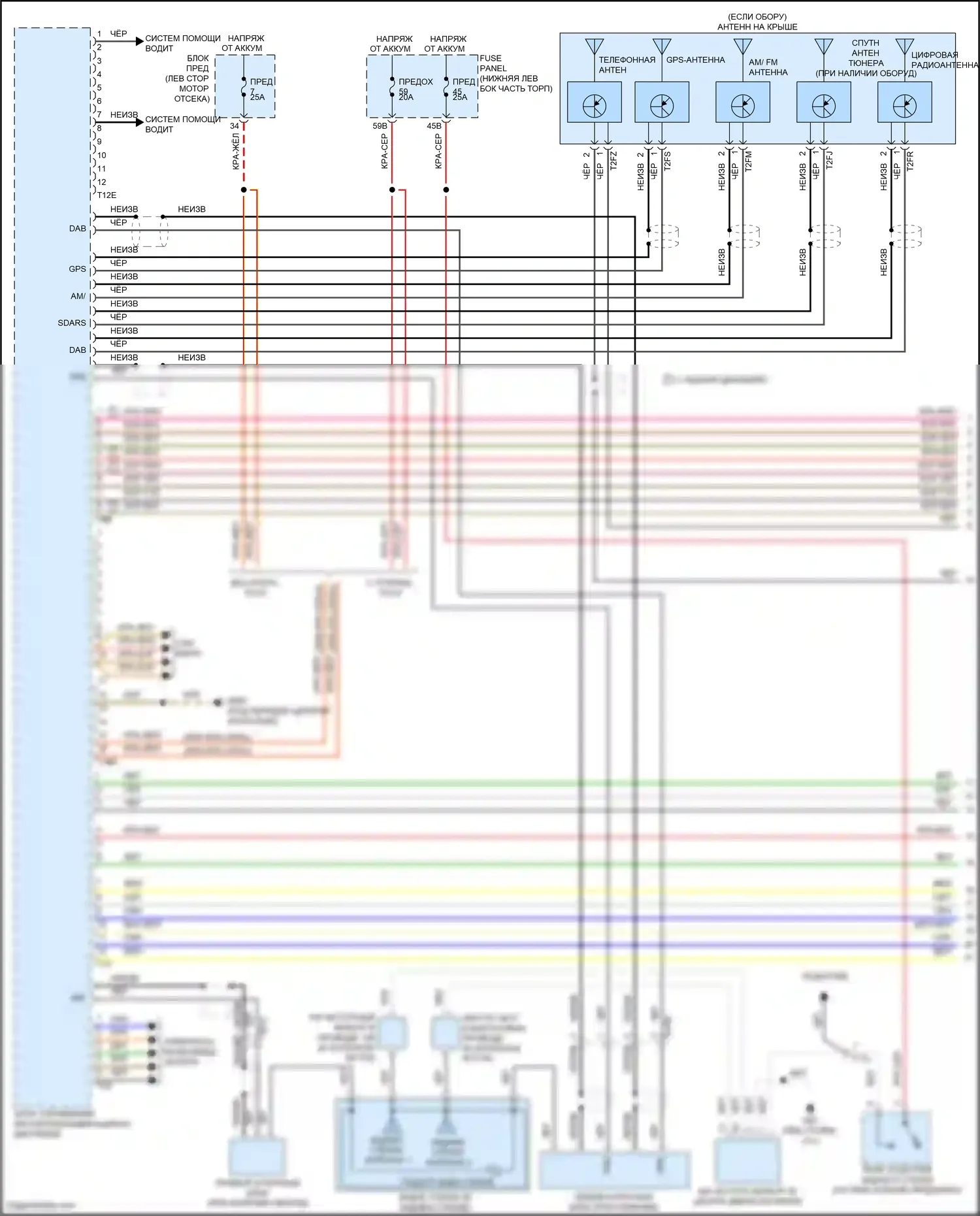 Tiguan Volkswagen I рестайлинг (2011-2019): Электросхема навигации, без усилителя (1 из 2) 