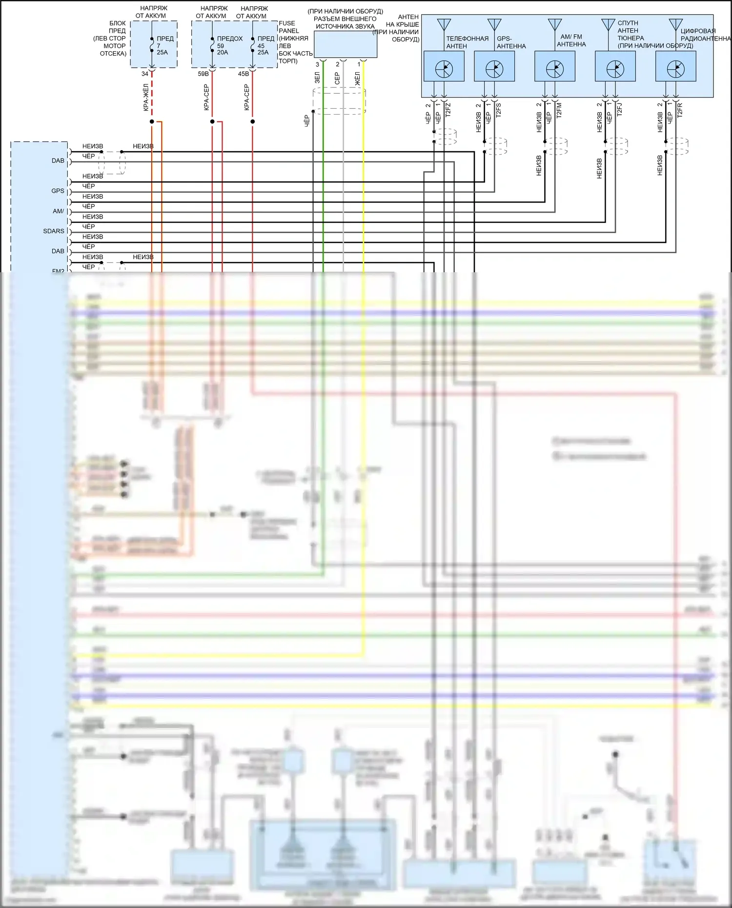 Tiguan Volkswagen I рестайлинг (2011-2019): Электросхема навигации, с усилителем (1 из 3) 