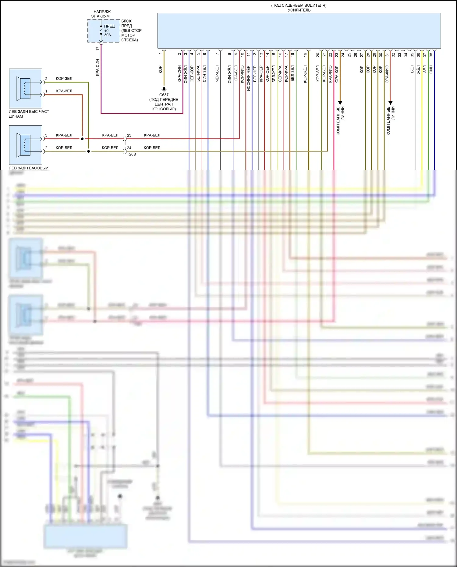 Tiguan Volkswagen I рестайлинг (2011-2019): Электросхема навигации, с усилителем (2 из 3) 