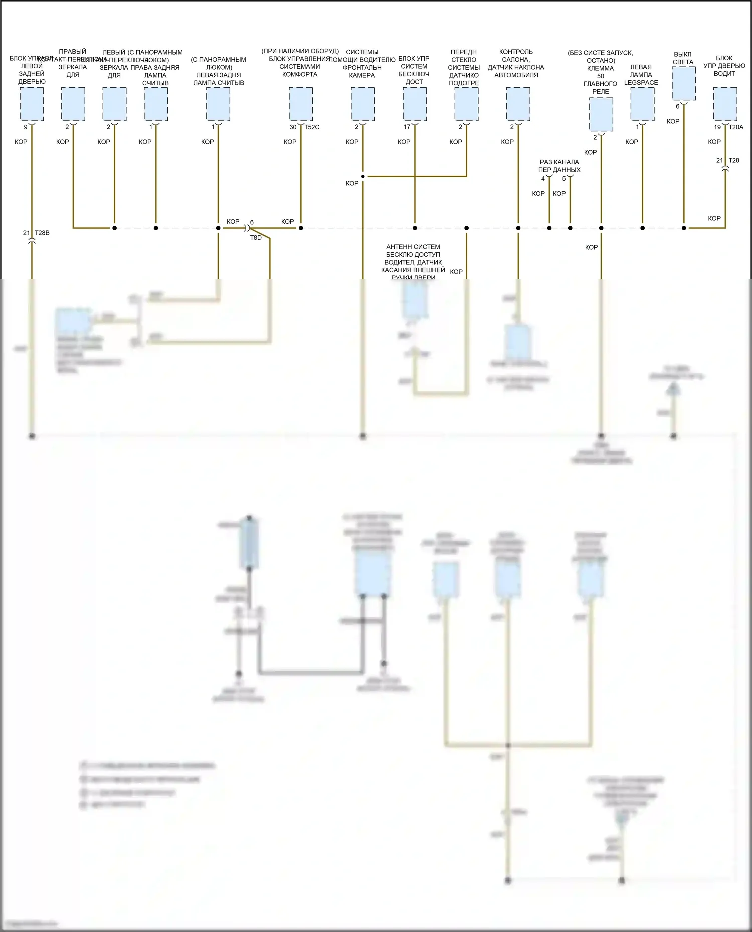 Tiguan Volkswagen I рестайлинг (2011-2019): Электросхема точек подключения масс (1 из 5) 
