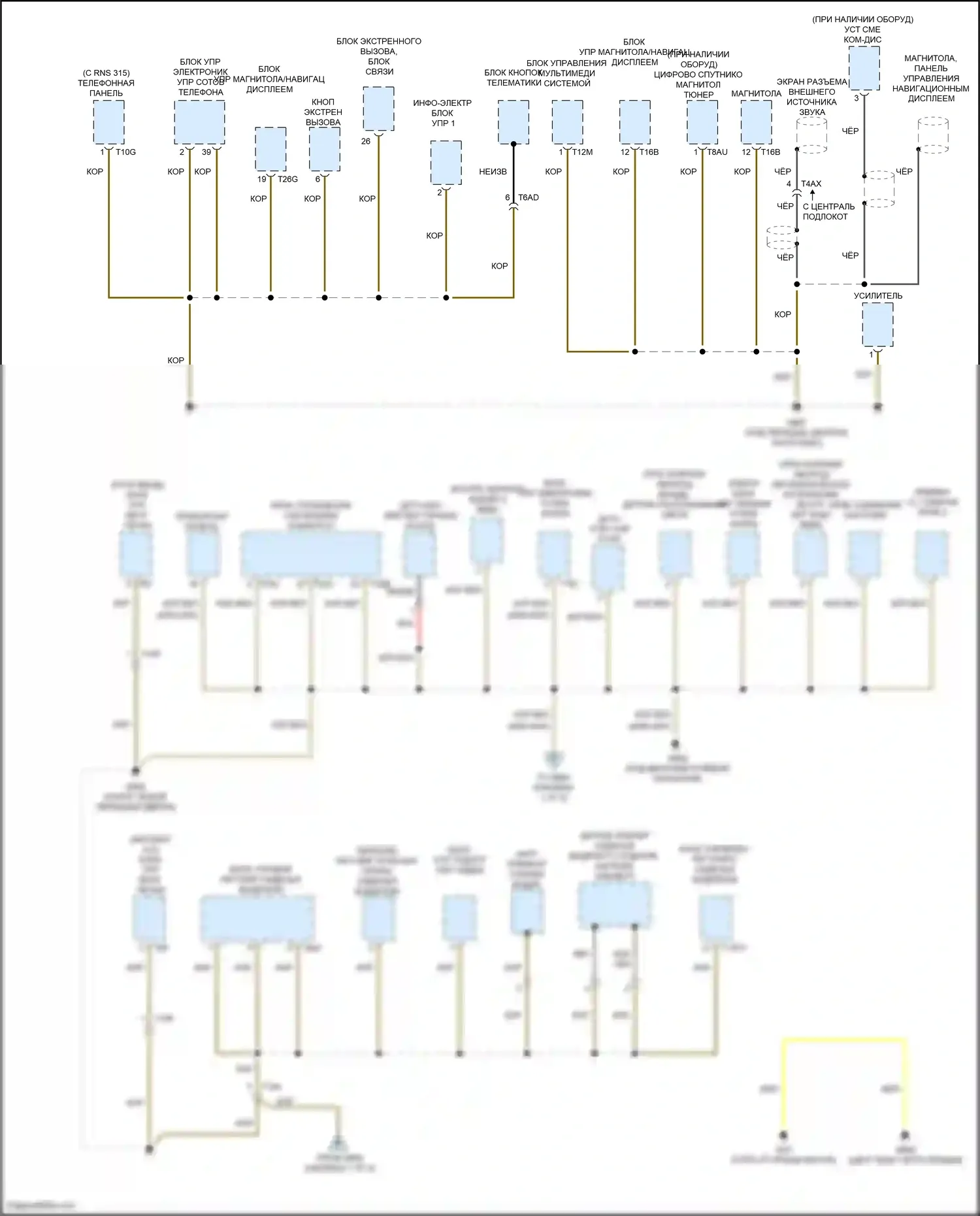 Tiguan Volkswagen I рестайлинг (2011-2019): Электросхема точек подключения масс (5 из 5) 