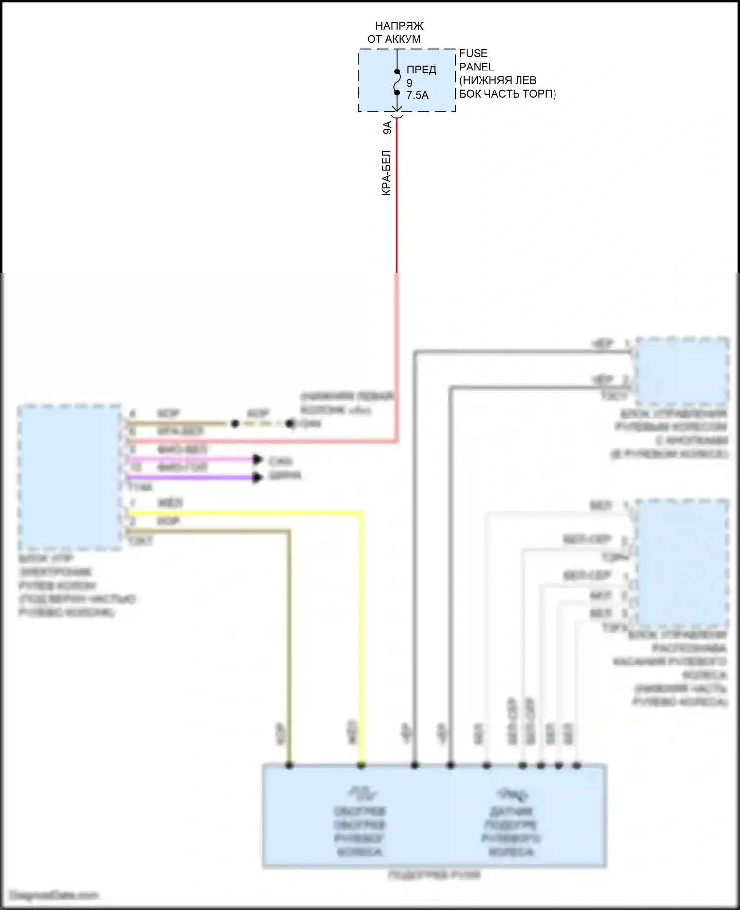 Tiguan Volkswagen II рестайлинг (2020-2024): Электросхема рулевого колеса с подогревом 