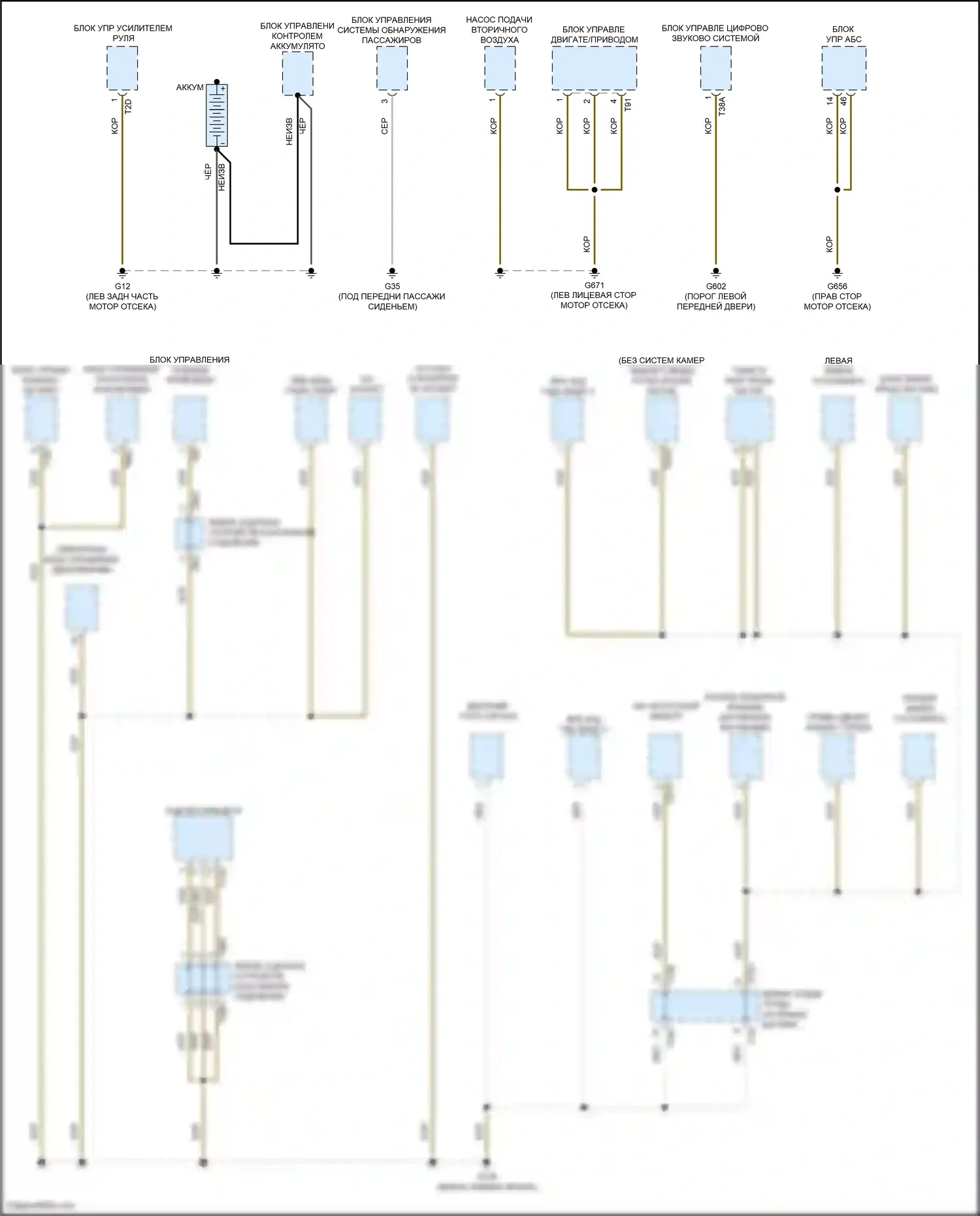 Tiguan Volkswagen II рестайлинг (2020-2024): Электросхема точек подключения масс (1 из 5) 