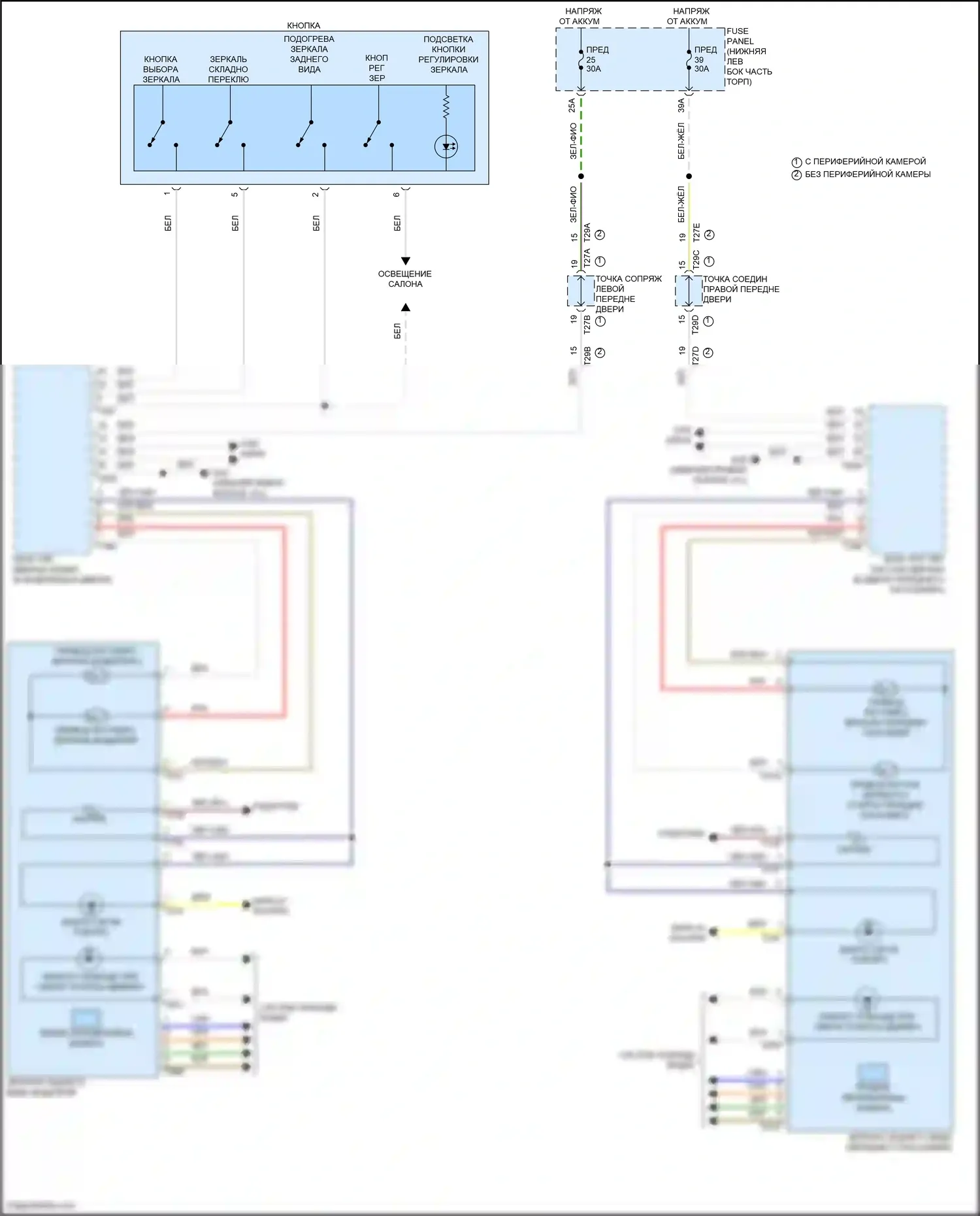 Tiguan Volkswagen II рестайлинг (2020-2024): Электросхема управления зеркалами заднего вида 