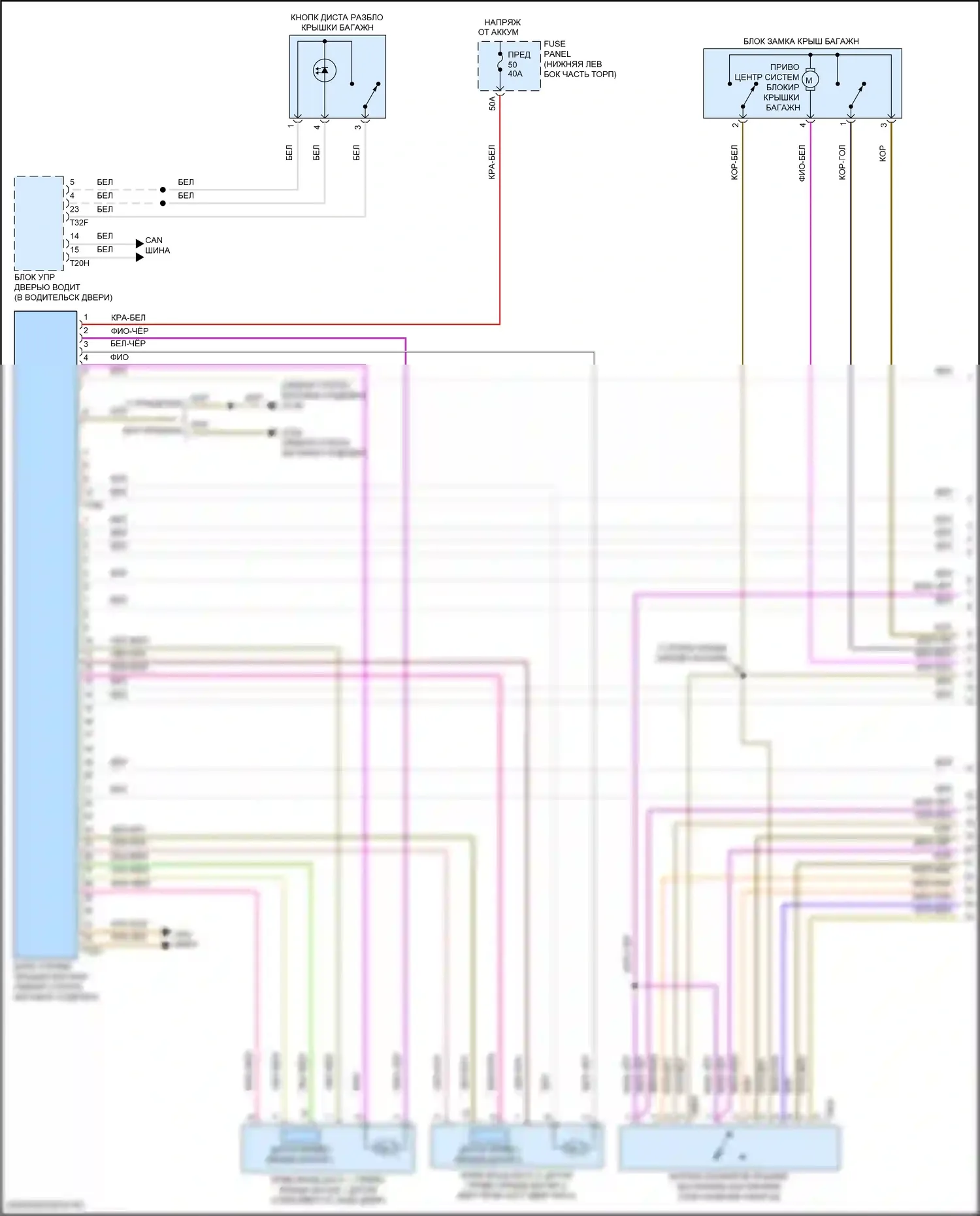 Tiguan Volkswagen II (2016-2020): Электросхема открытия багажника и лючка топливного бака (1 из 3) 