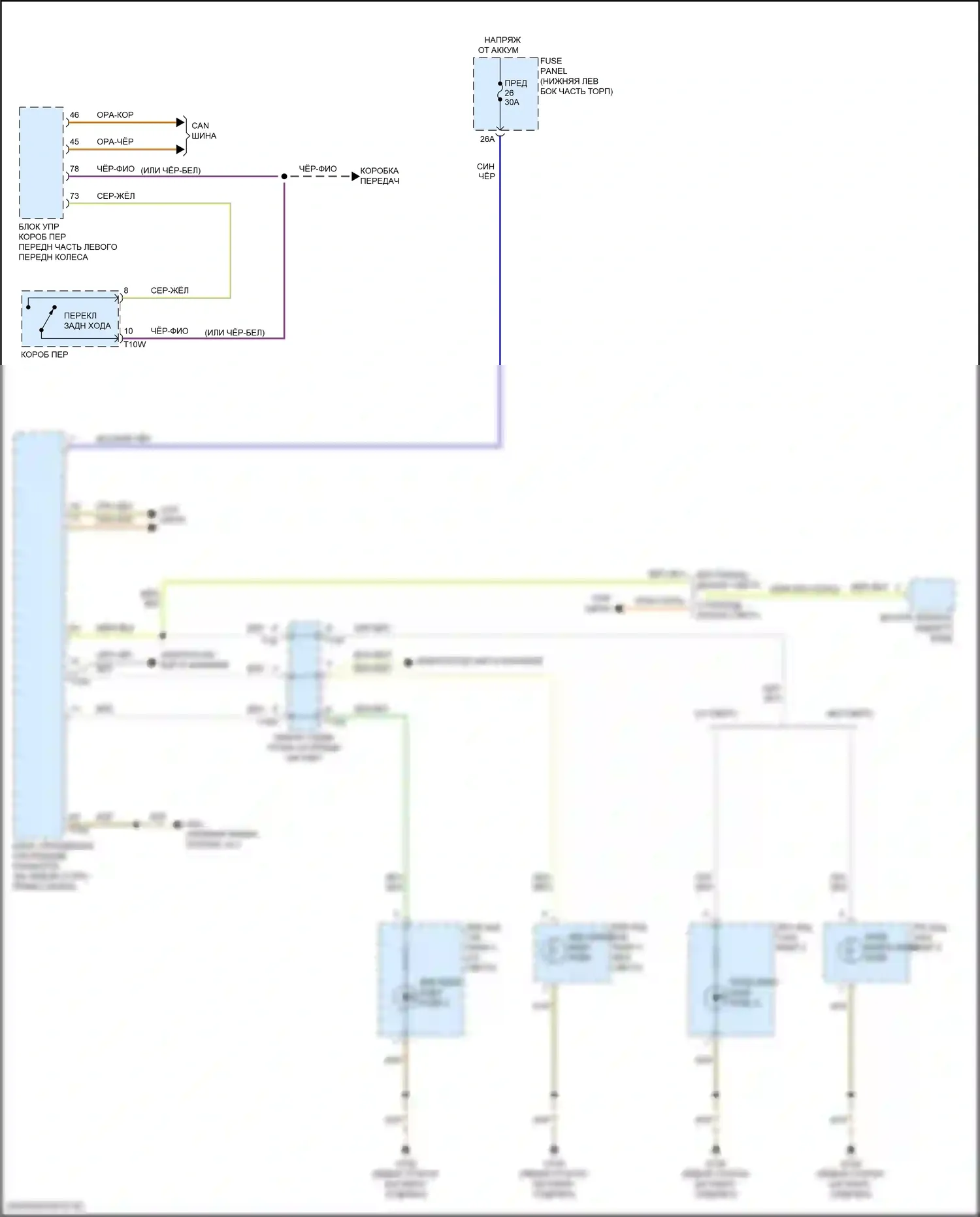 Tiguan Volkswagen II (2016-2020): Электросхема фонарей заднего хода 