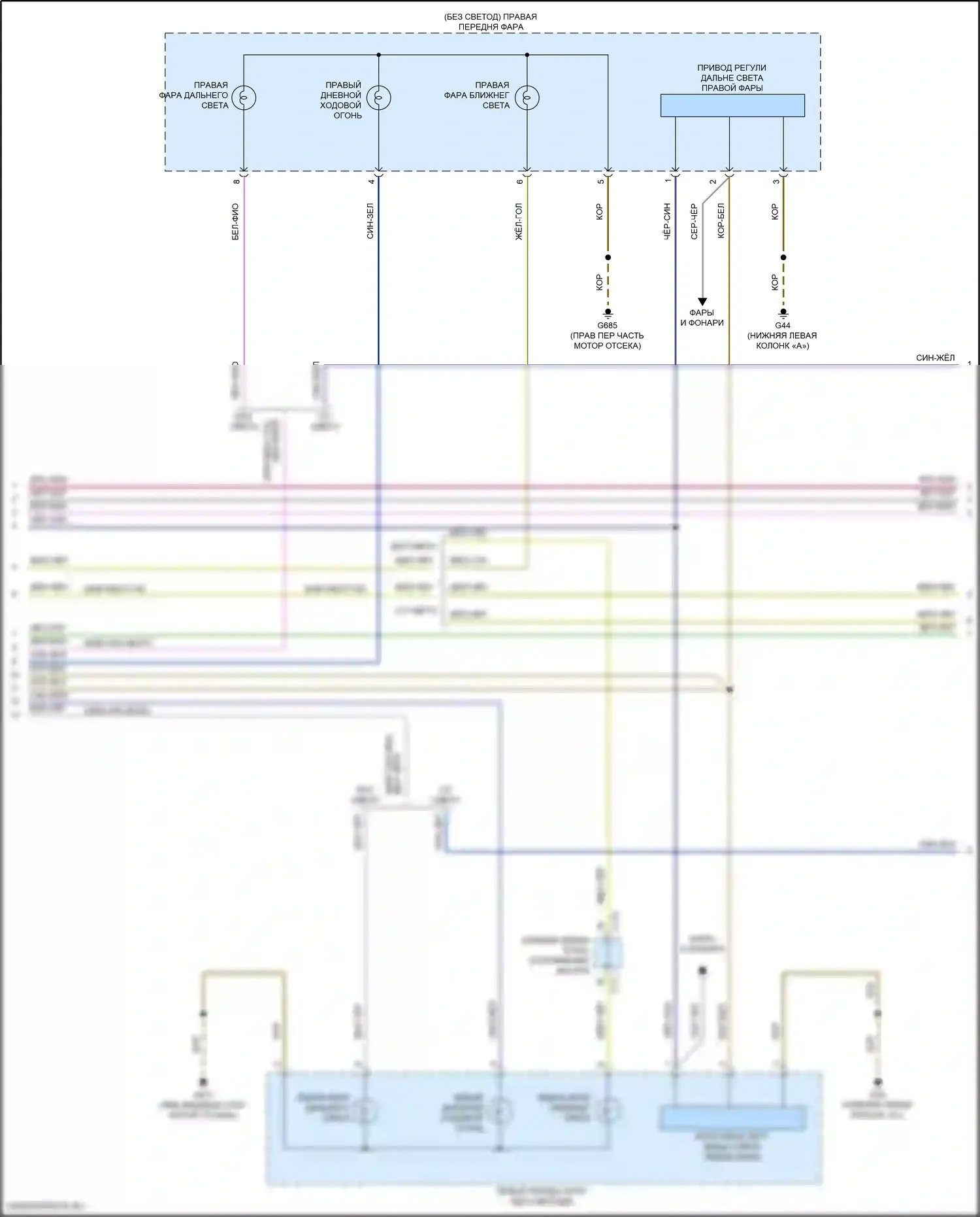 Tiguan Volkswagen II (2016-2020): Электросхема фар (2 из 3) 
