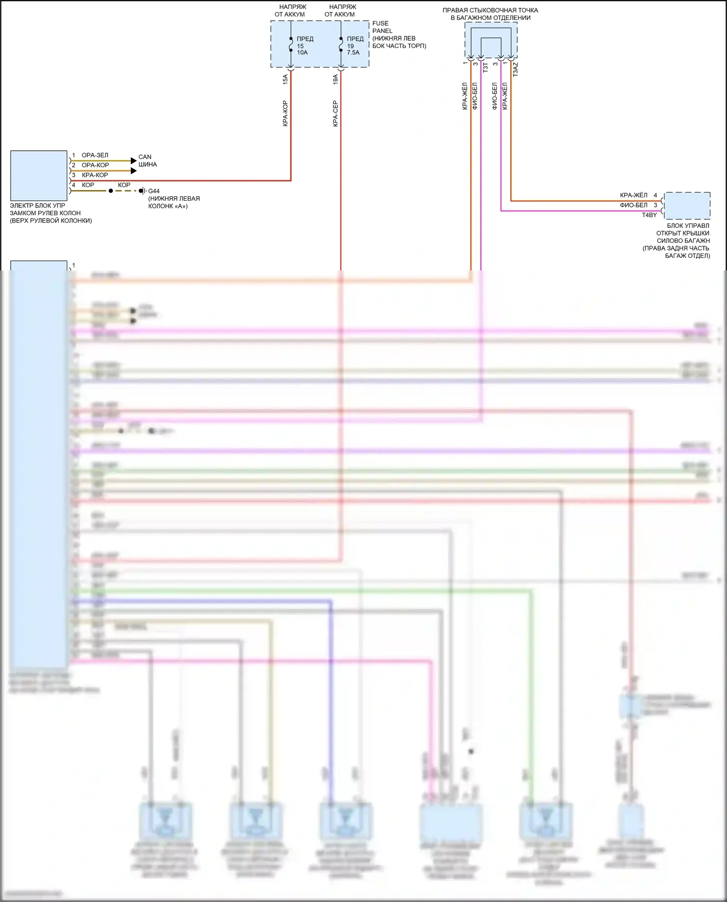 Tiguan Volkswagen II (2016-2020): Электросхема системы бесключевого доступа (1 из 2) 