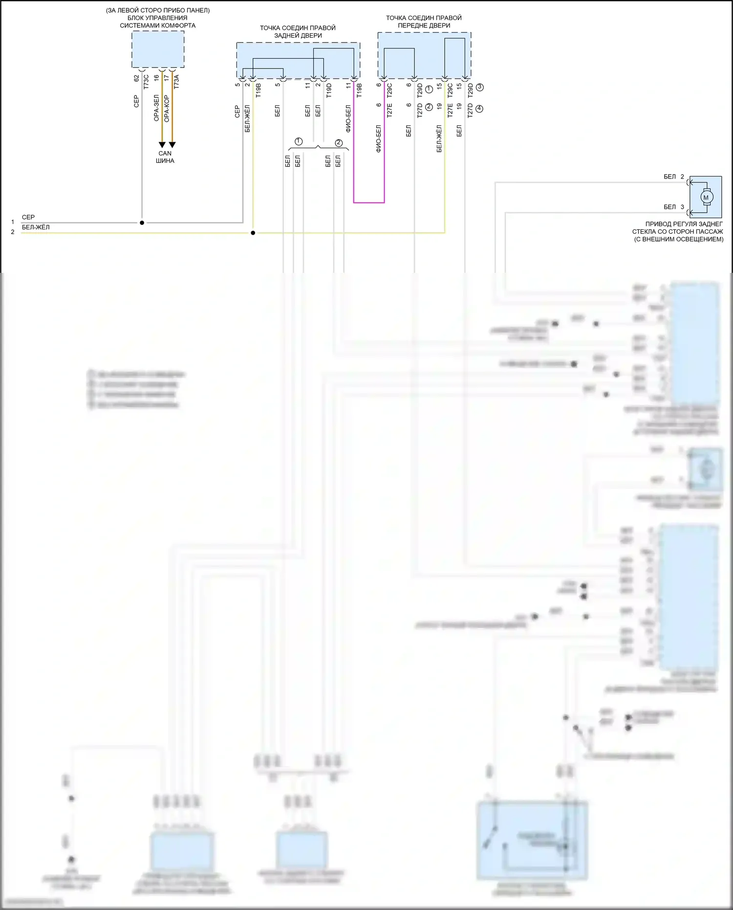 Tiguan Volkswagen II (2016-2020): Электросхема стеклоподъемников (2 из 2) 