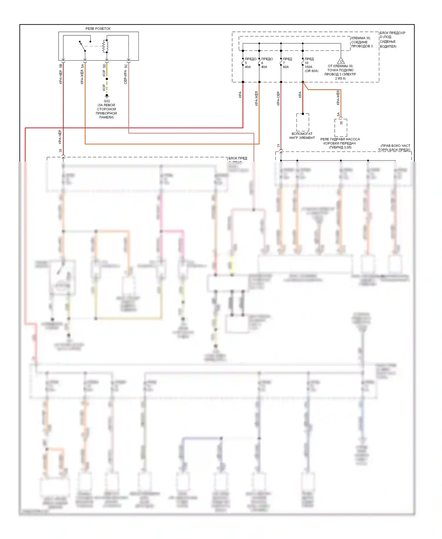 Touareg Volkswagen II (2010-2014): Электросхема блока предохранителей реле (6 из 8) 