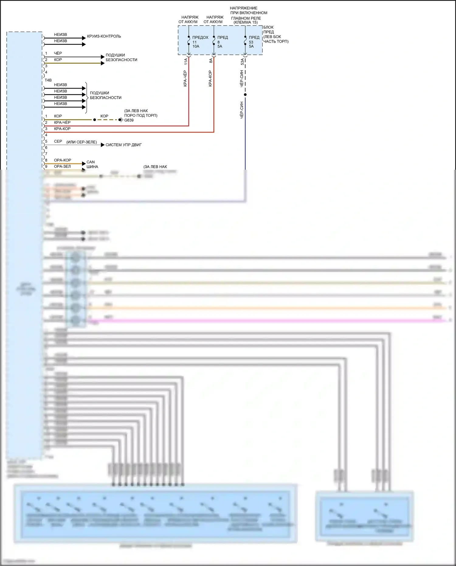 Touareg Volkswagen II (2010-2014): Электросхема блока управления электронными системами рулевой колонки (1 из 2) 