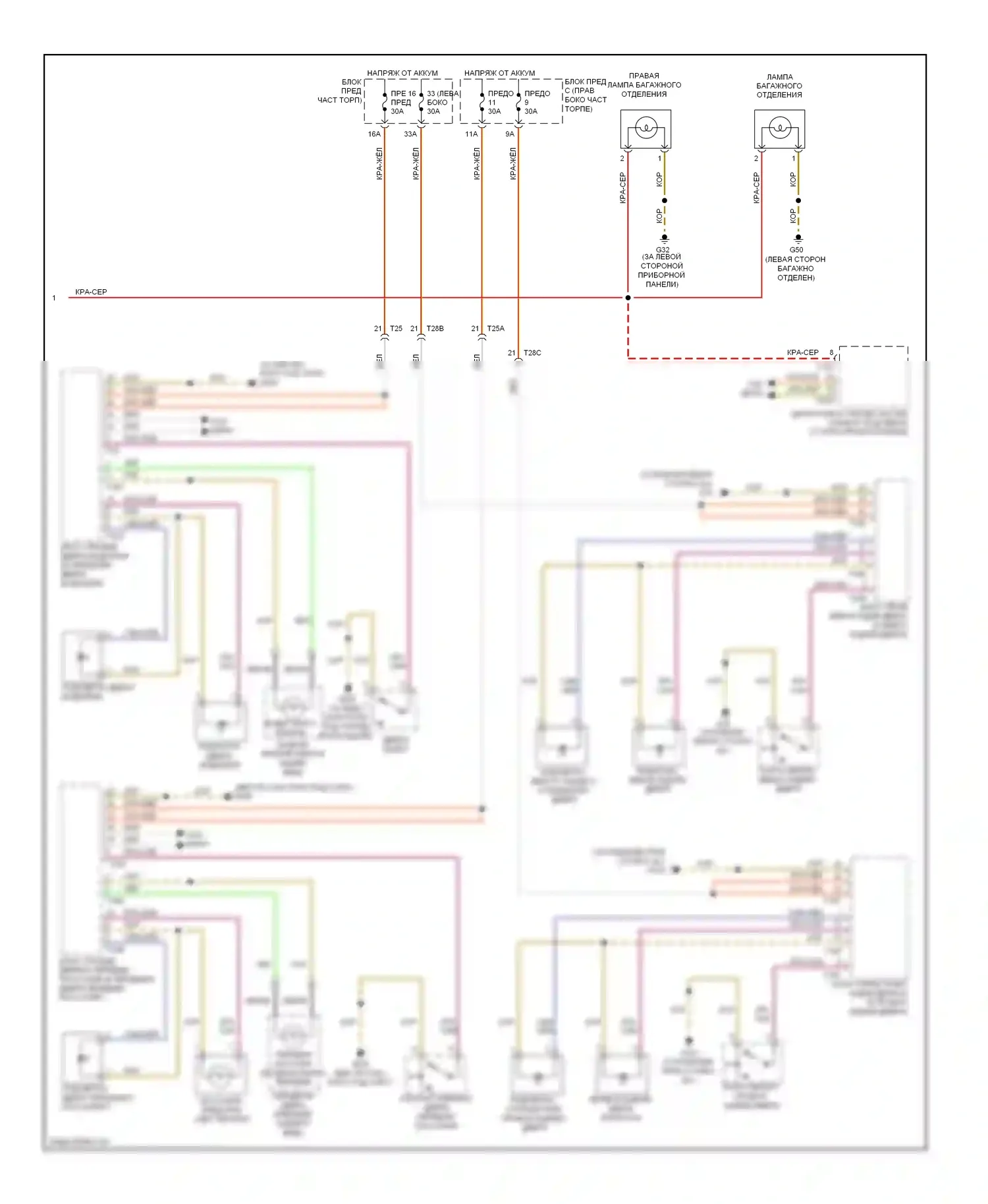 Touareg Volkswagen II (2010-2014): Электросхема освещения салона (2 из 2) 