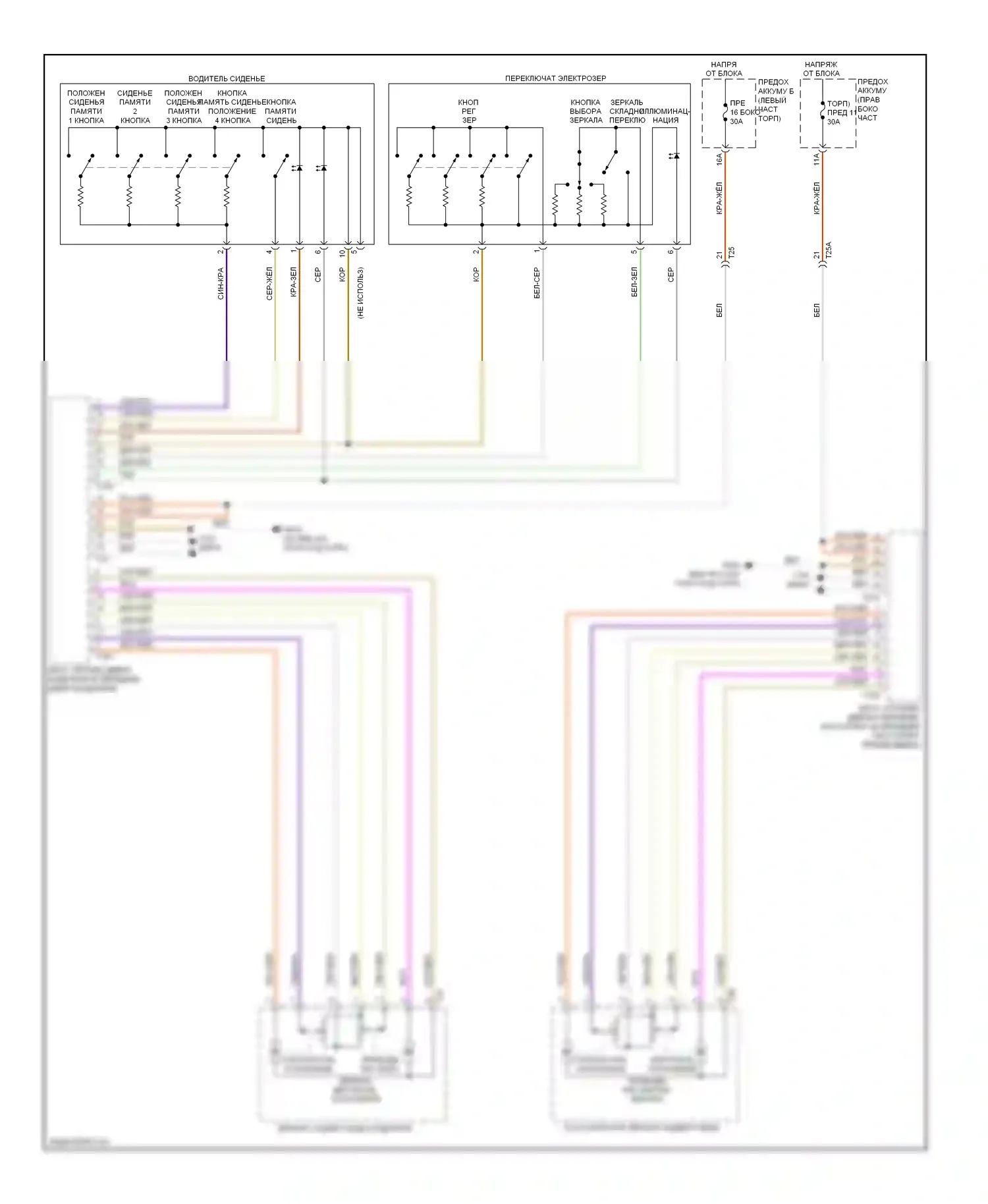 Touareg Volkswagen II (2010-2014): Электросхема зеркал памяти 