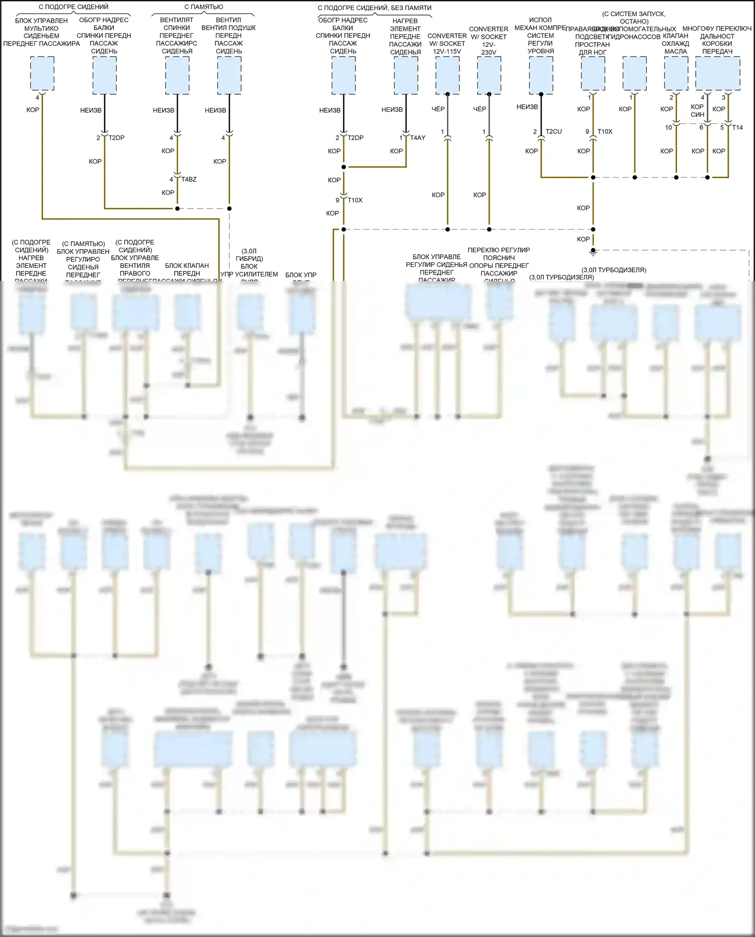 Touareg Volkswagen II (2010-2014): Электросхема точек подключения масс (3 из 5) 
