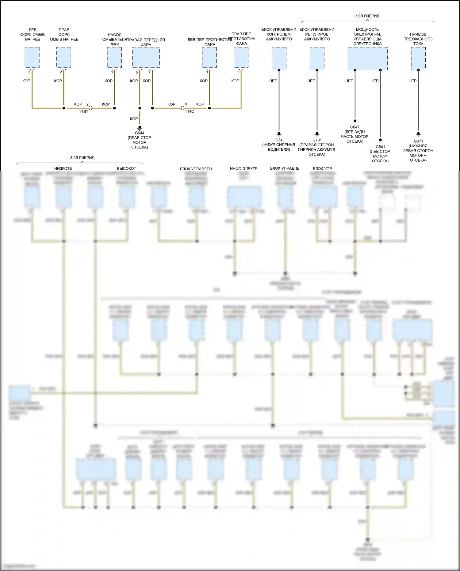 Touareg Volkswagen II (2010-2014): Электросхема точек подключения масс (5 из 5) 