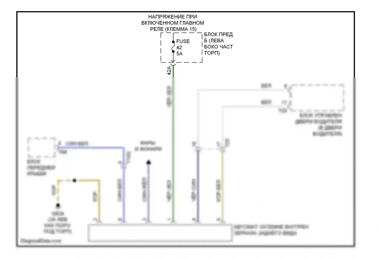 Touareg Volkswagen II (2010-2014): Электросхема автоматического дневного/ночного зеркала 